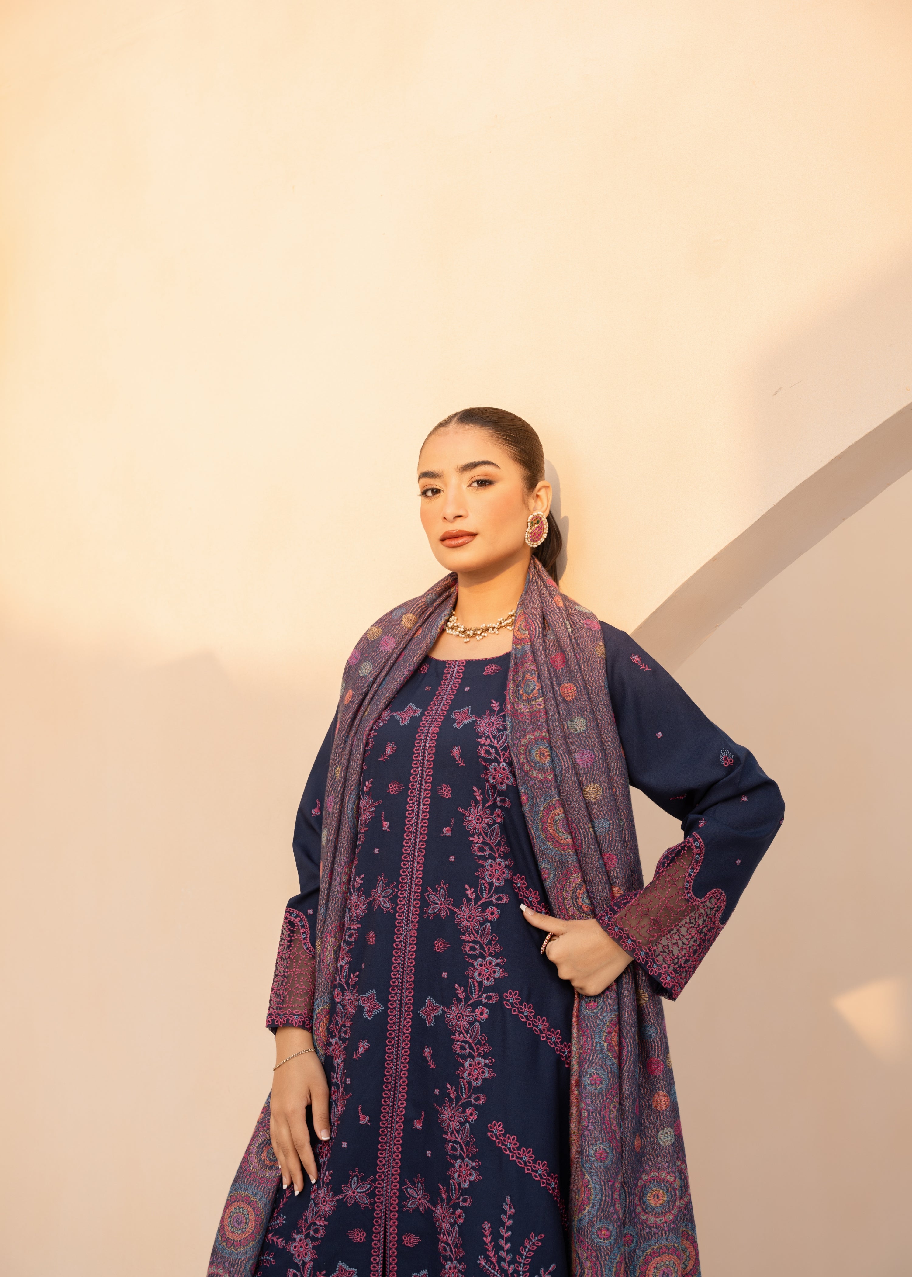 dhanak Kurta Set in Purple