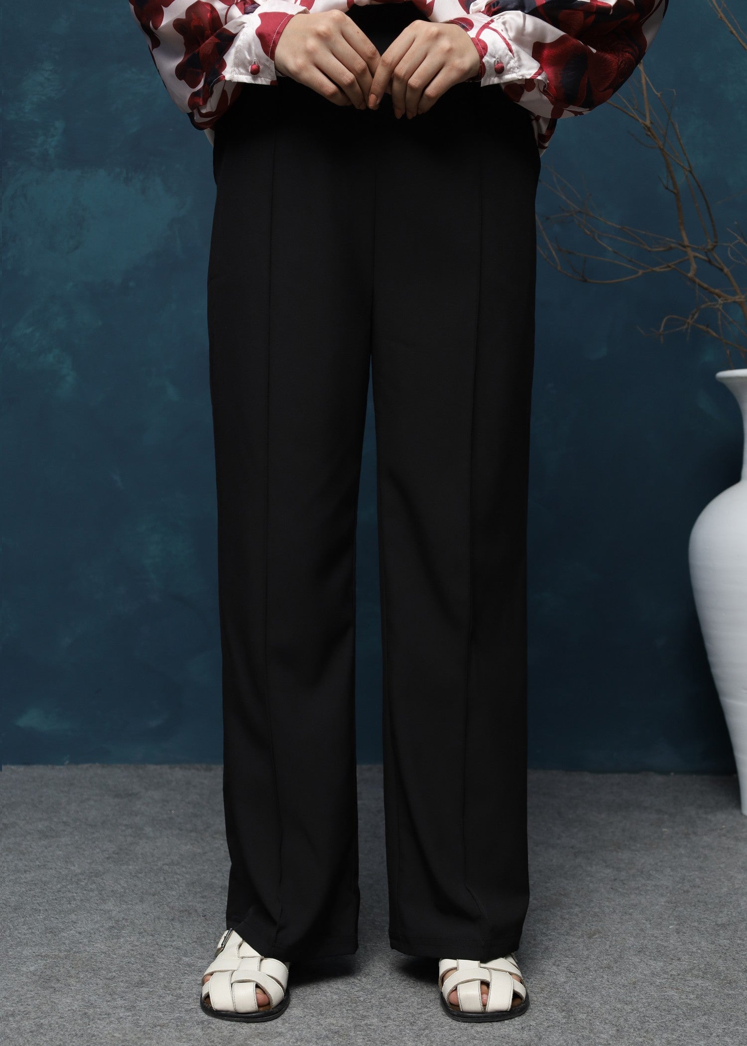 twill polyester Pants in Black
