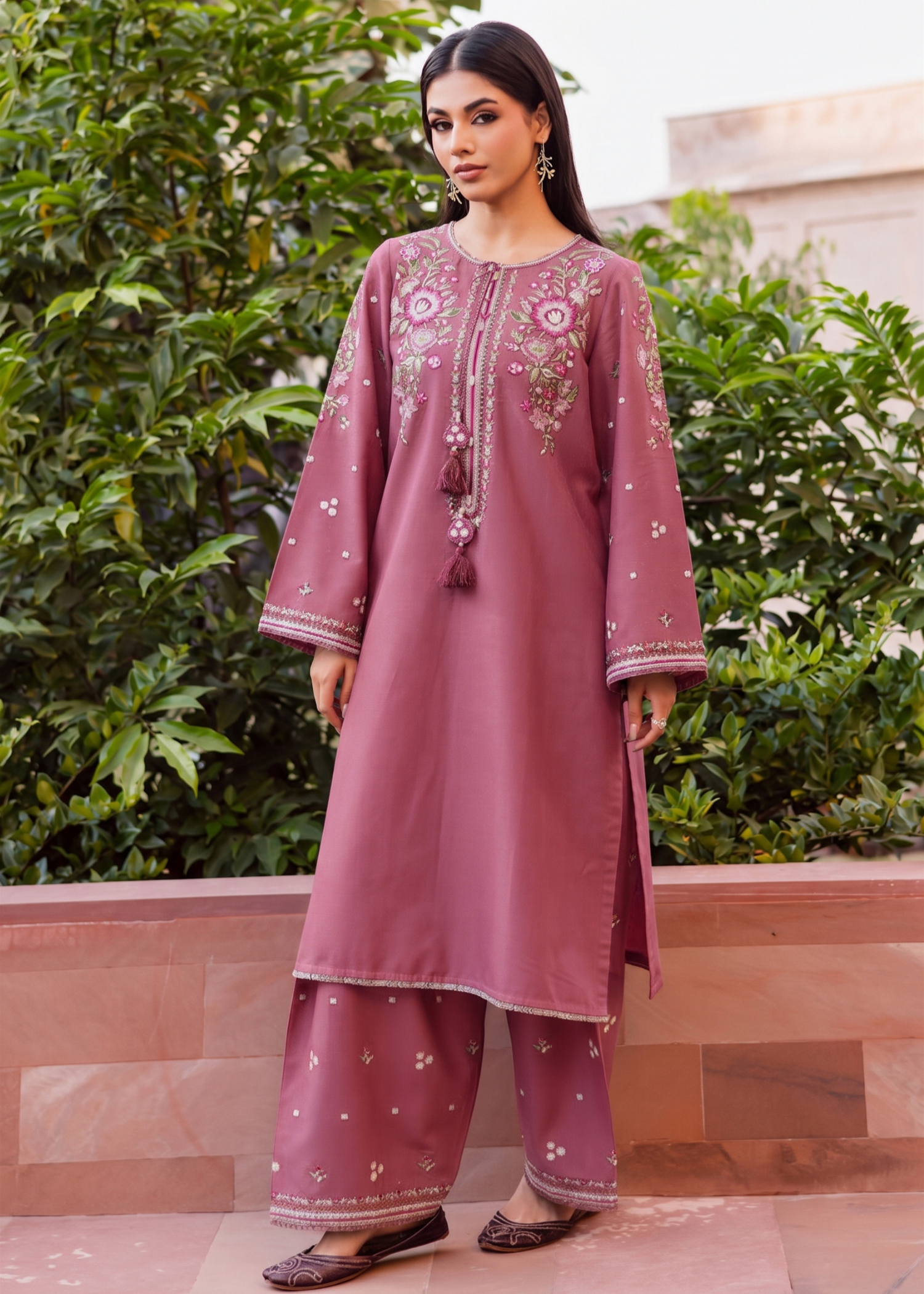 linen Kurta Set in Salmon
