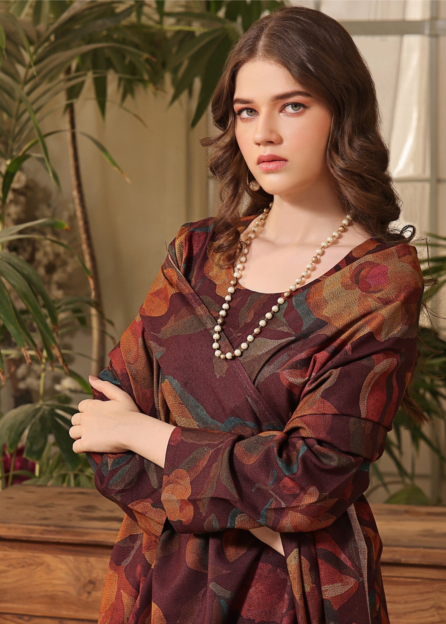dhanak Kurta Set in Chocolate brown