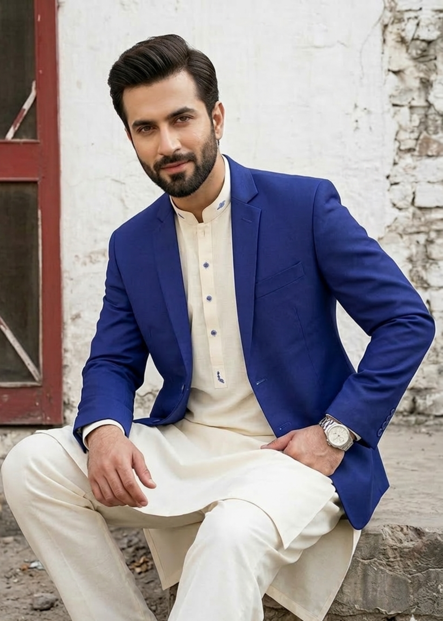 wool Blazer in Royal blue