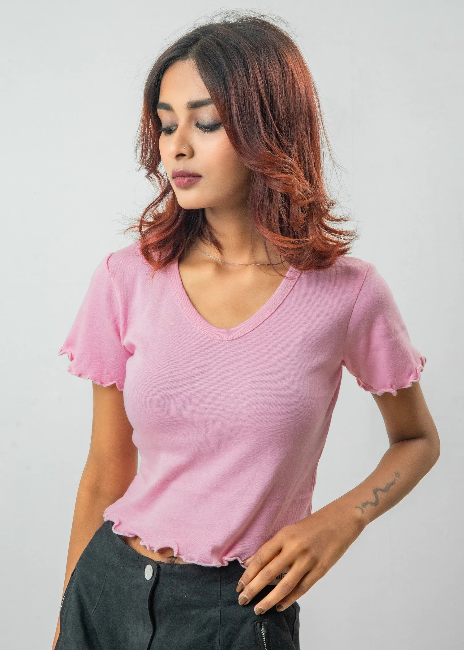 jersey knit Top in Baby pink