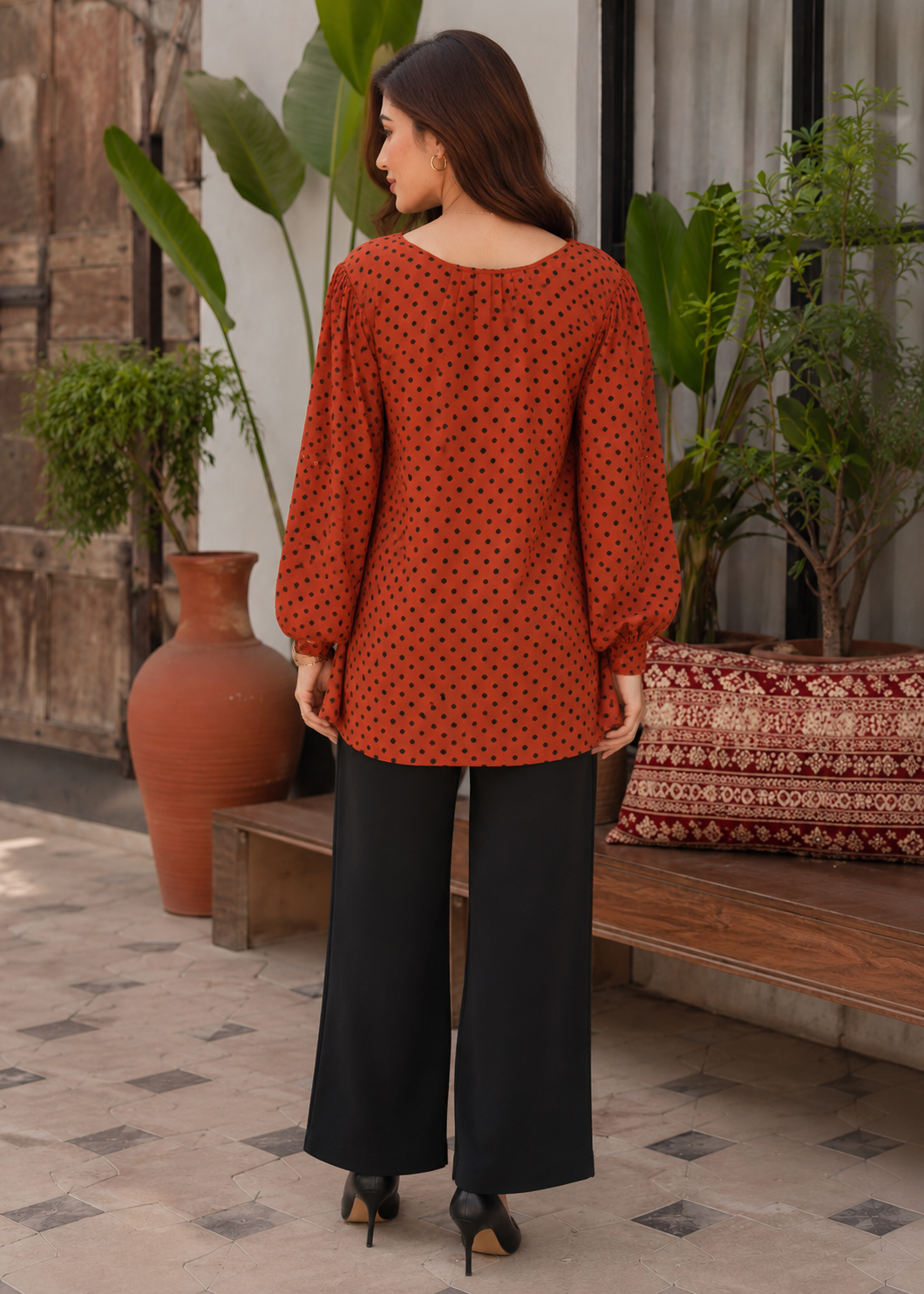 chiffon Top in Rust orange