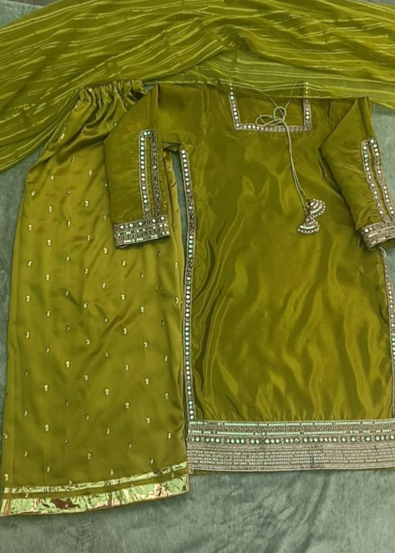 kattan silk Sharara in Olive green