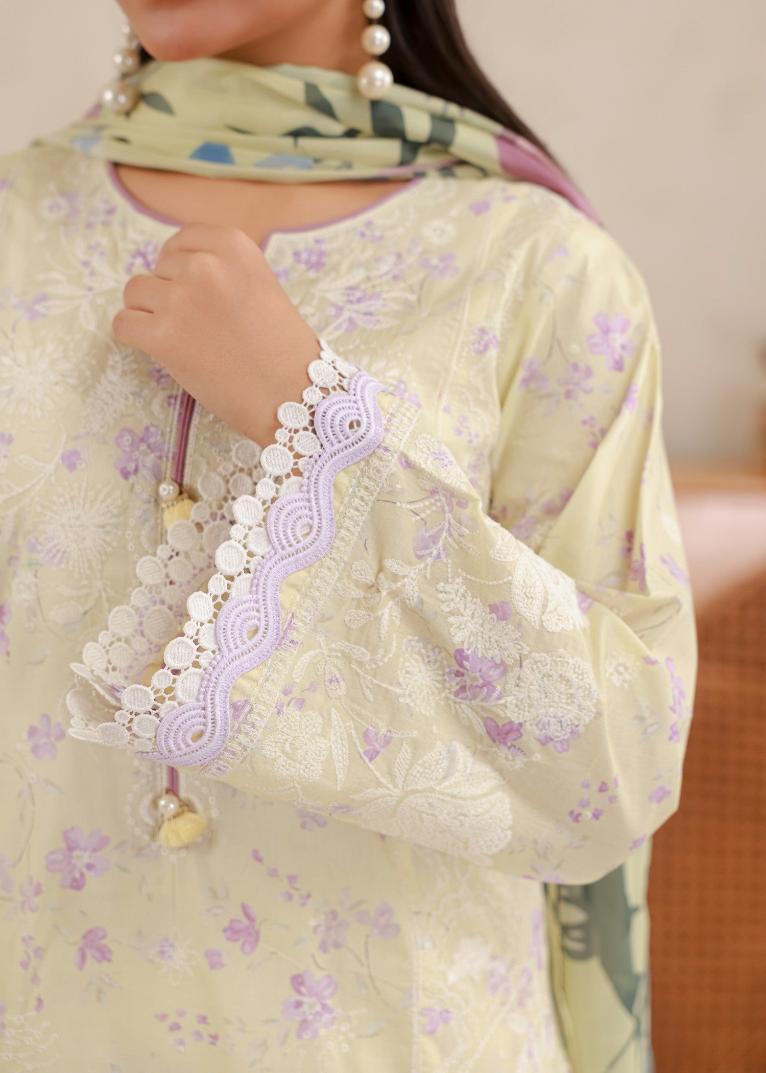 lawn Unstitched in Lemon chiffon
