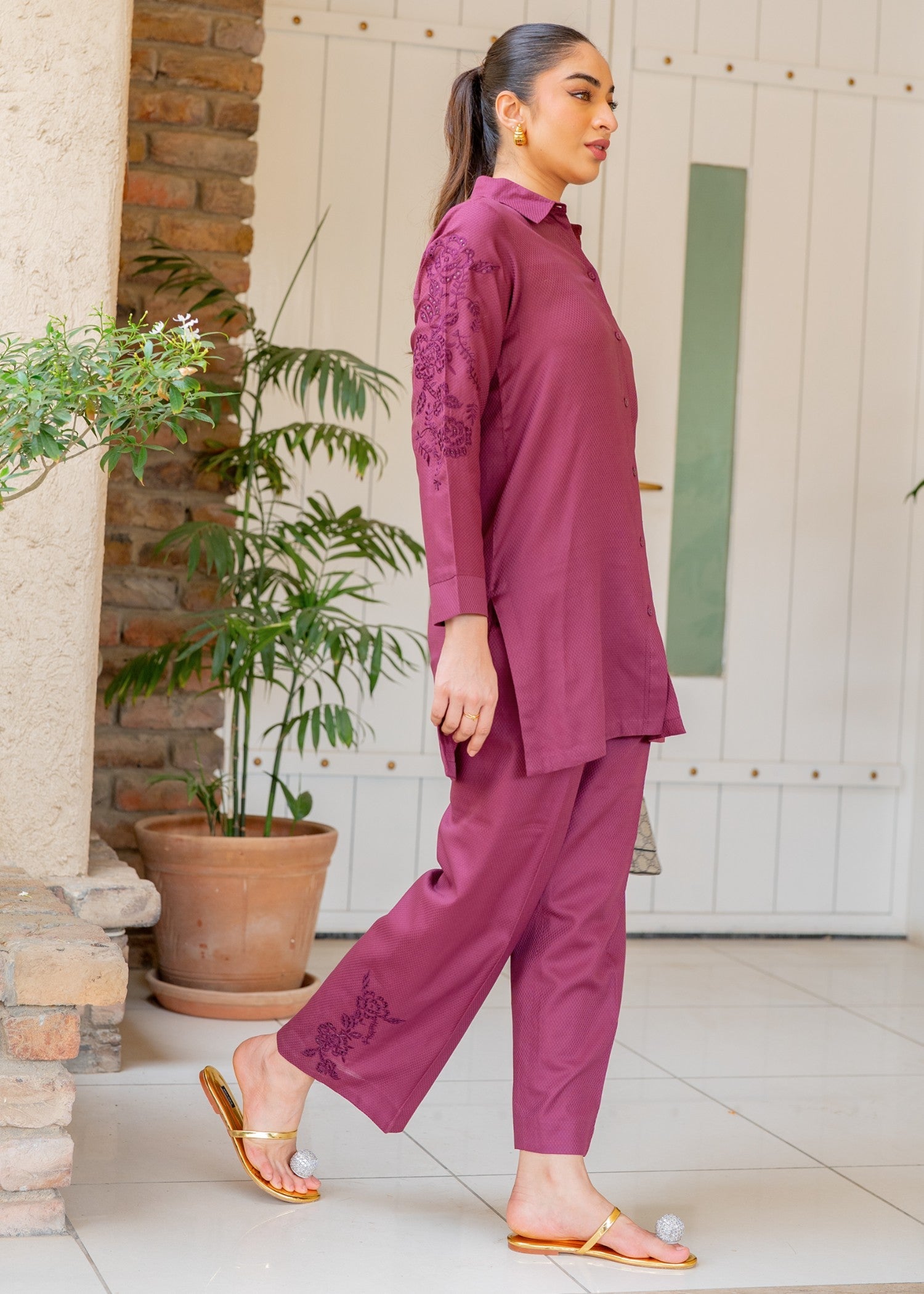 dobby Co Ord Sets in Purple