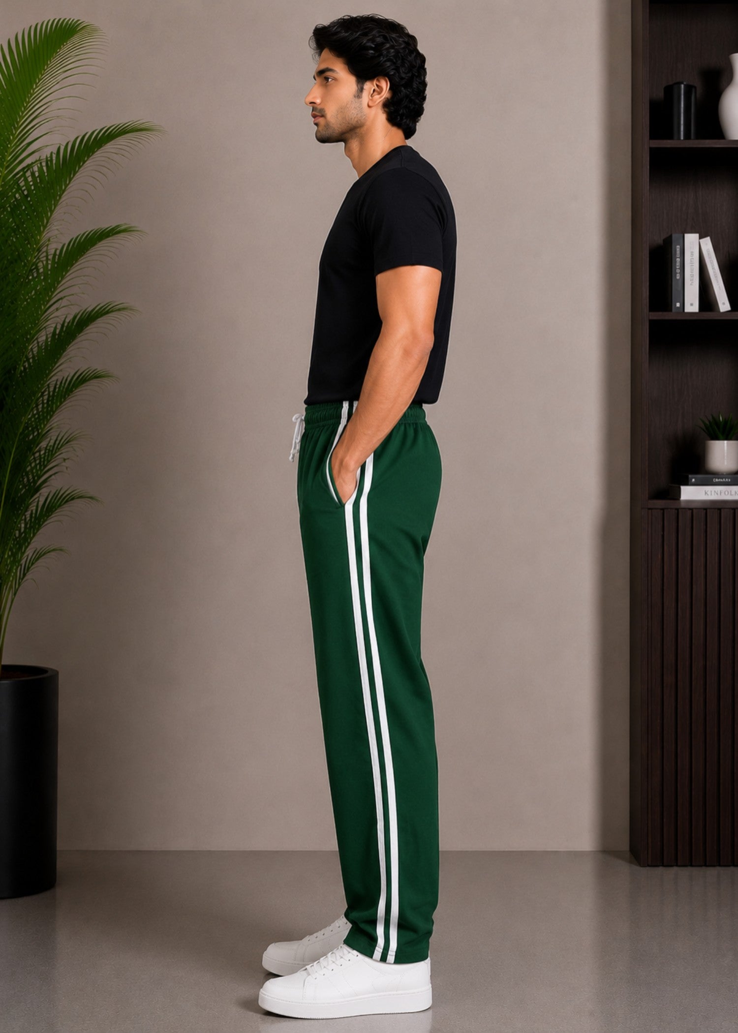 cotton Trousers in Dark green
