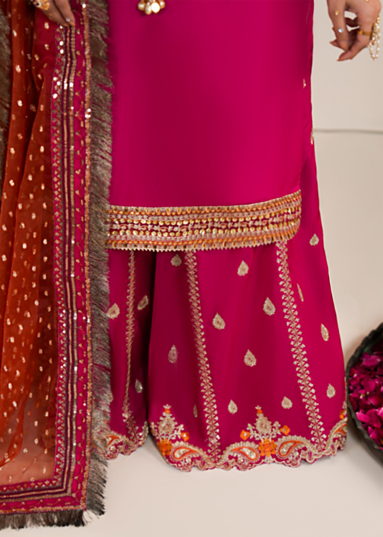 raw silk Sharara in Fuchsia
