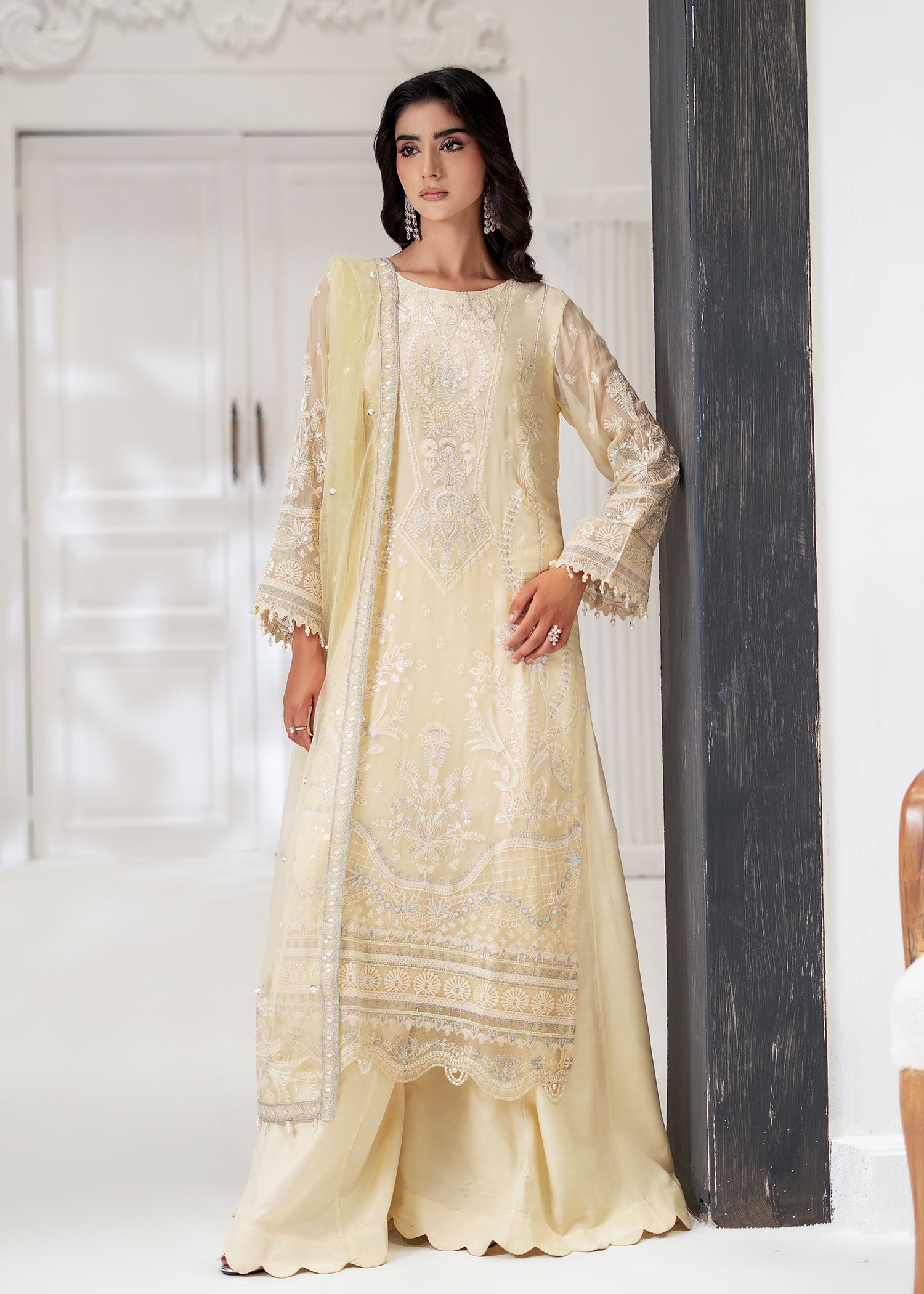 chiffon Sharara in Cream