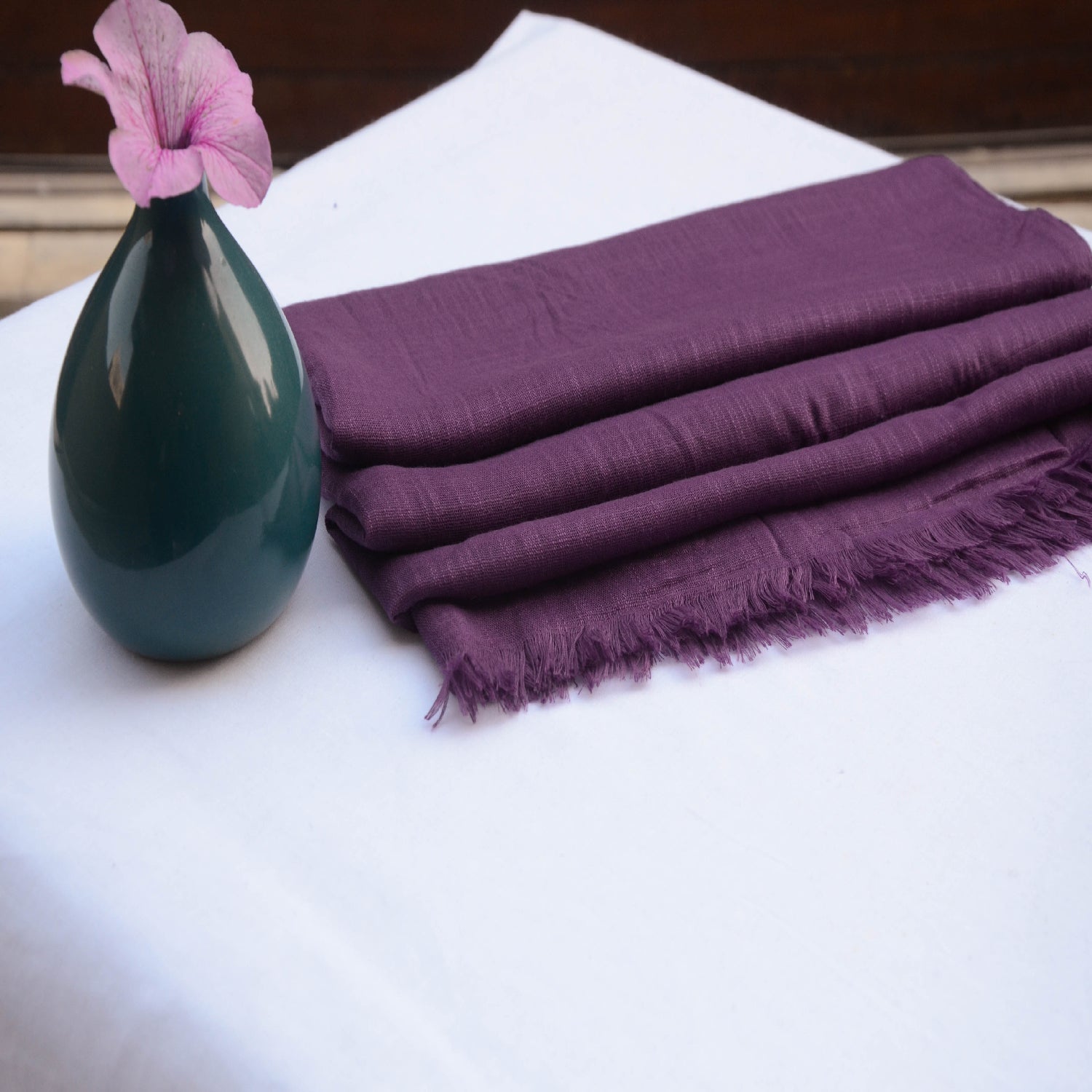 slub lawn Hijab in Purple