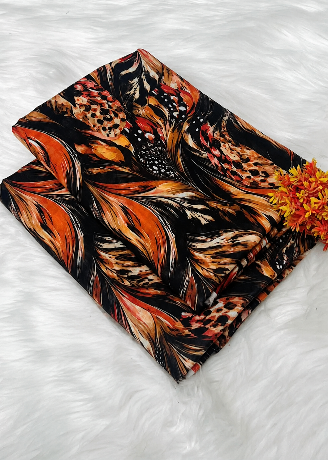 lawn Unstitched in Bronze orange, black