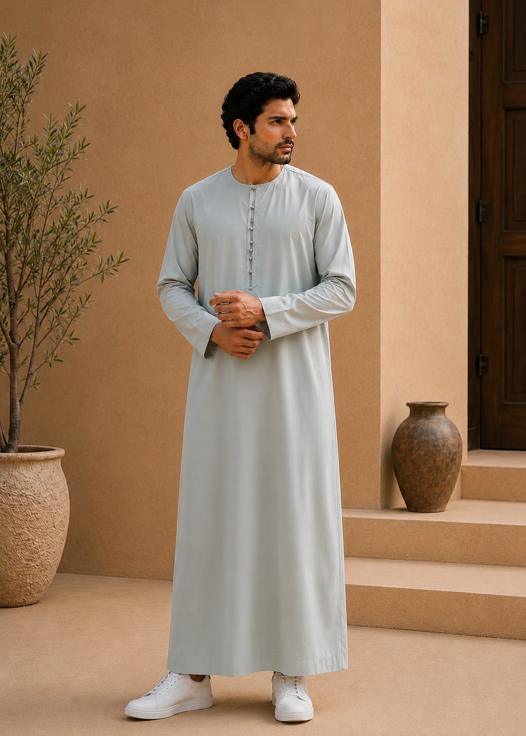 wash & wear Kurta in Pastel grey