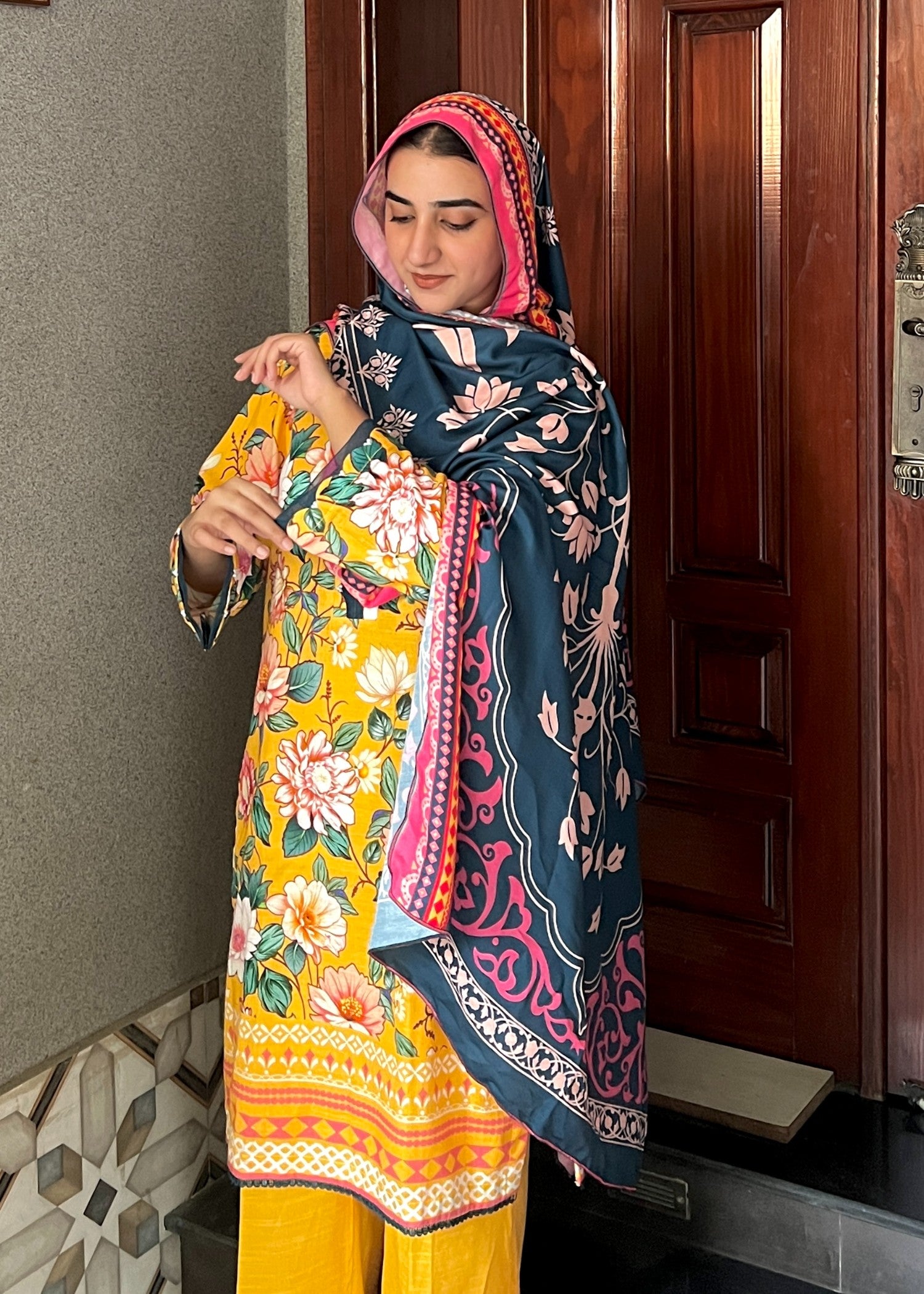 khaddar Kurta Set in Honey