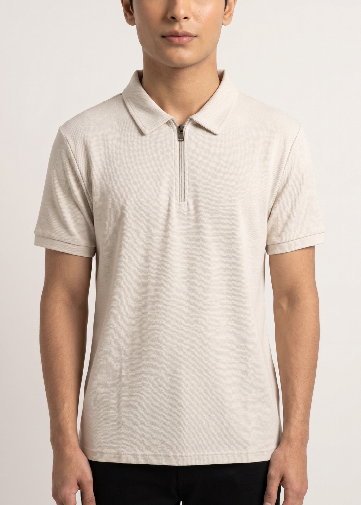 cotton pique Polo Shirt in Off-white