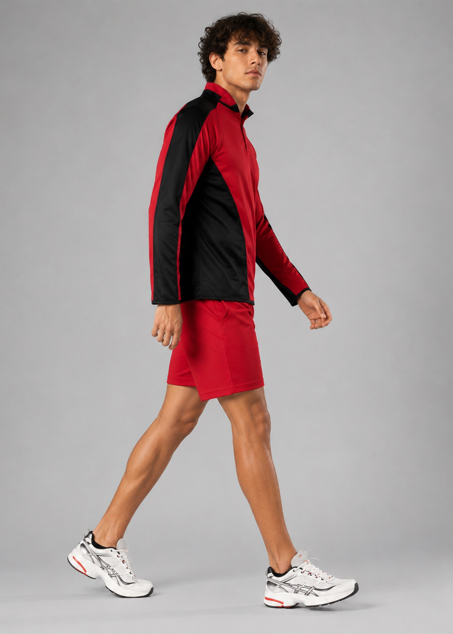 polyester Polo Shirt in Red, black