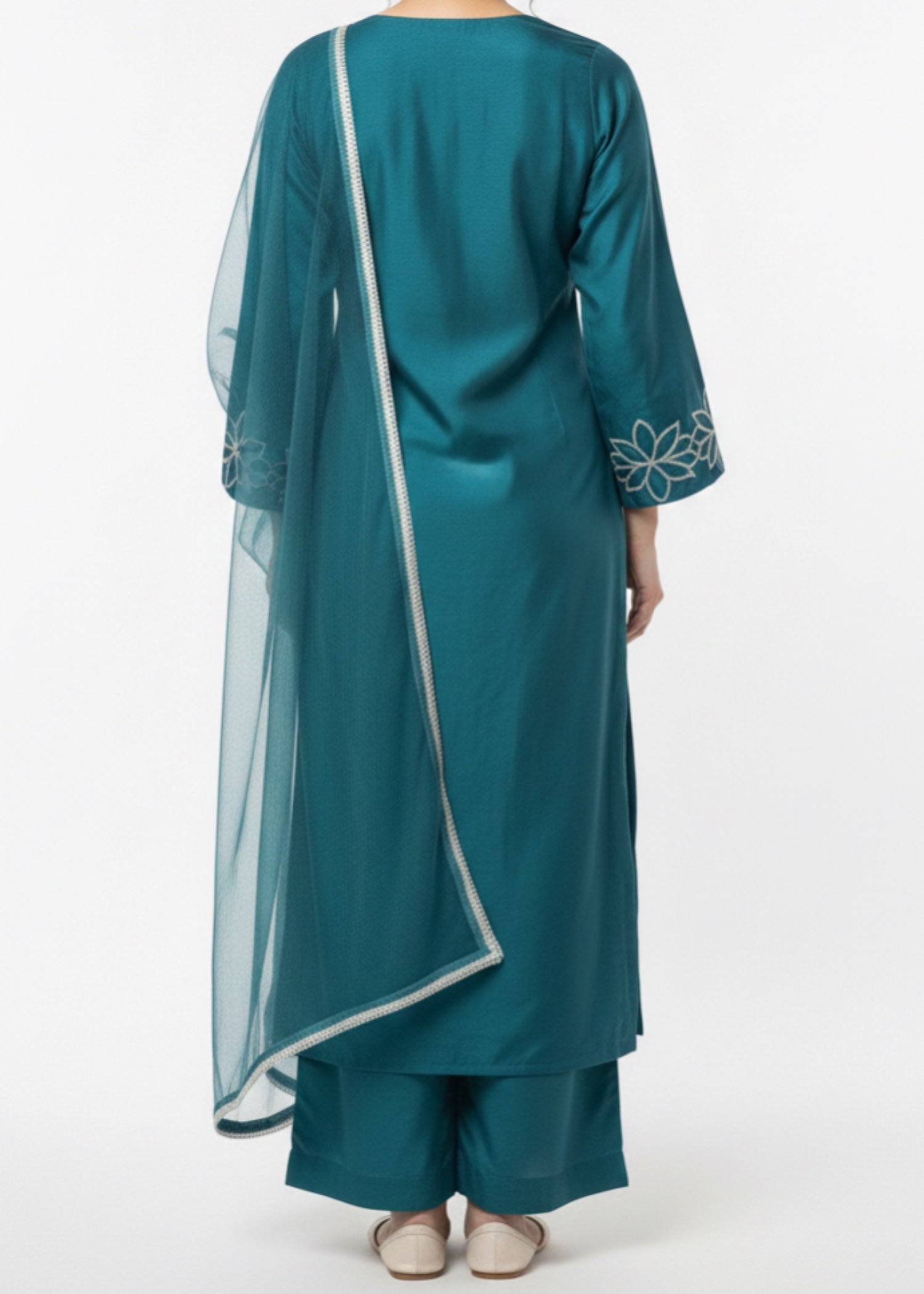 pk grip silk Kurta Set in Teal