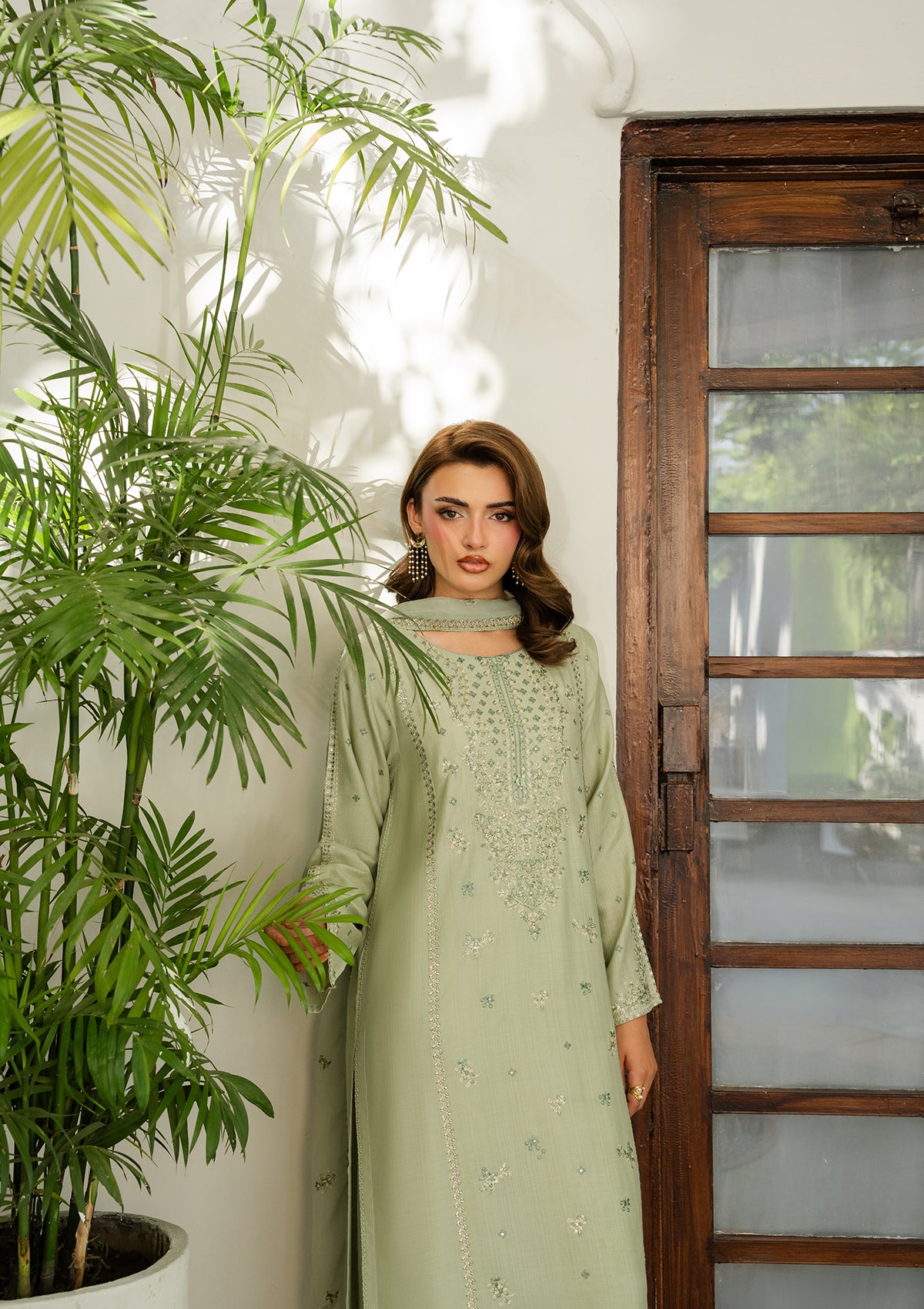 viscose Kurta Set in Pistachio green