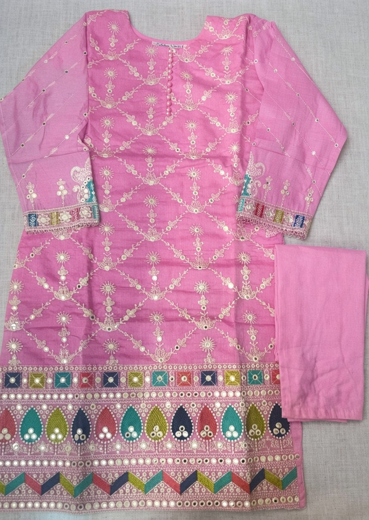 polycotton Kurta Set in Pink