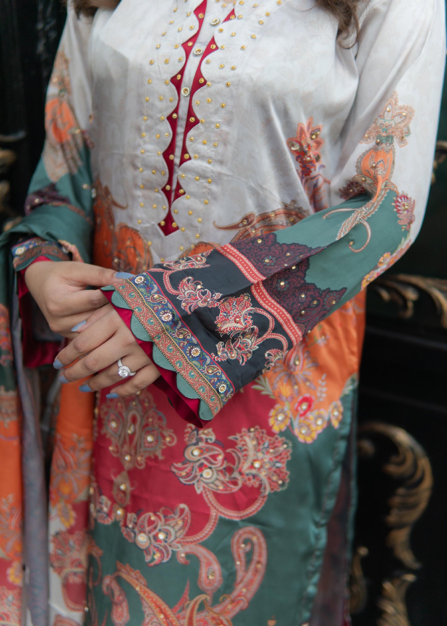silk Kurta Set in Eggshell