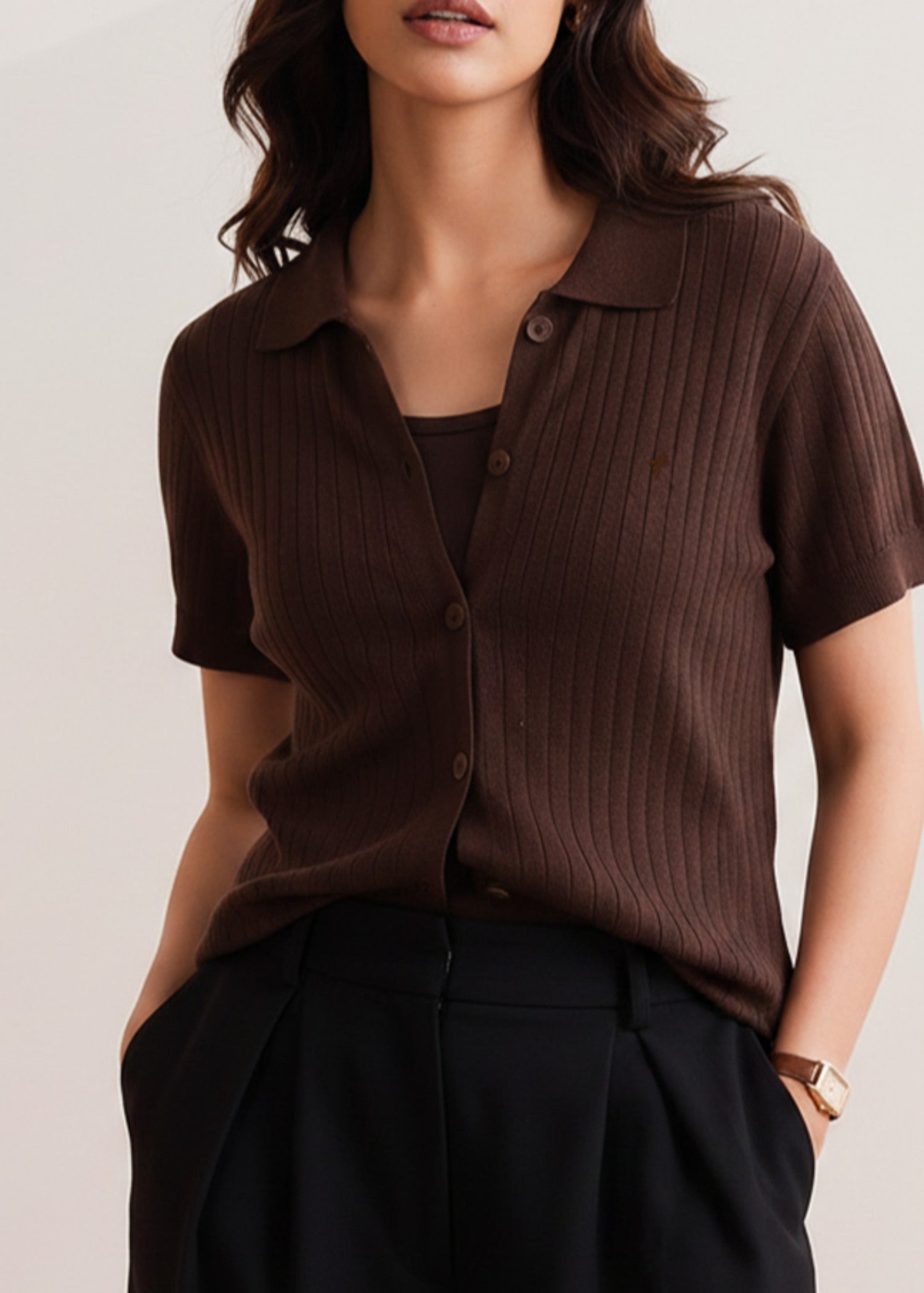 cotton Cardigan in Chocolate brown