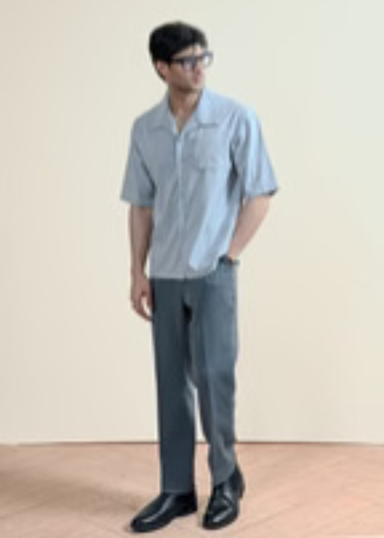 cotton Casual Shirt in Cool grey