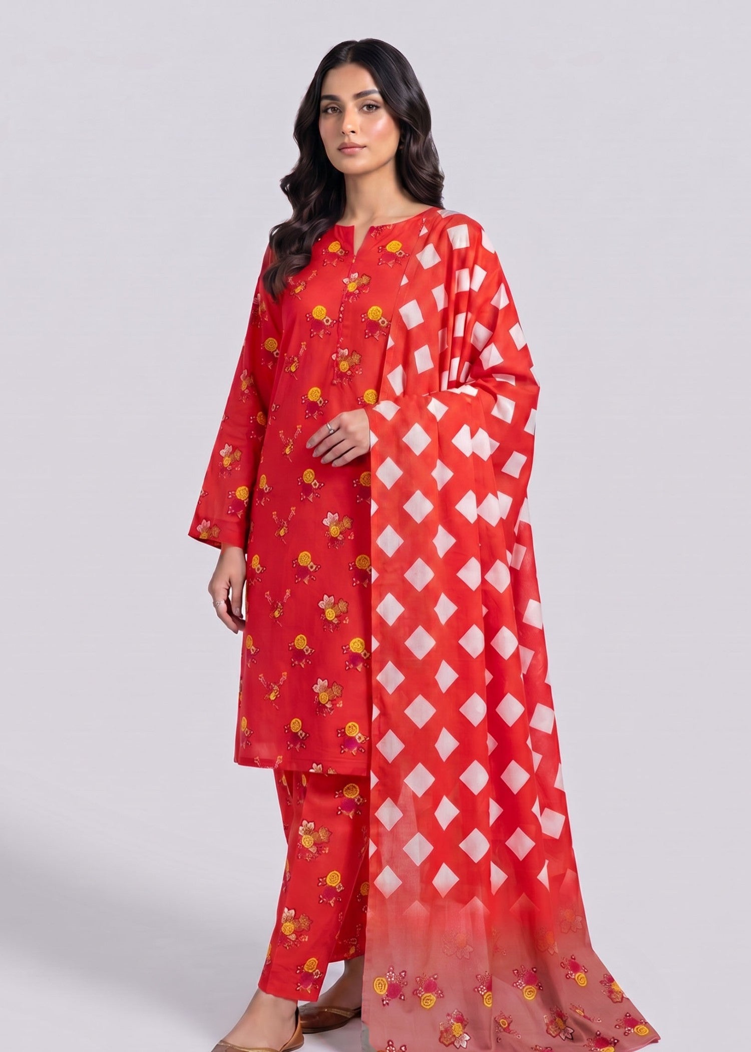 lawn Unstitched in Scarlet