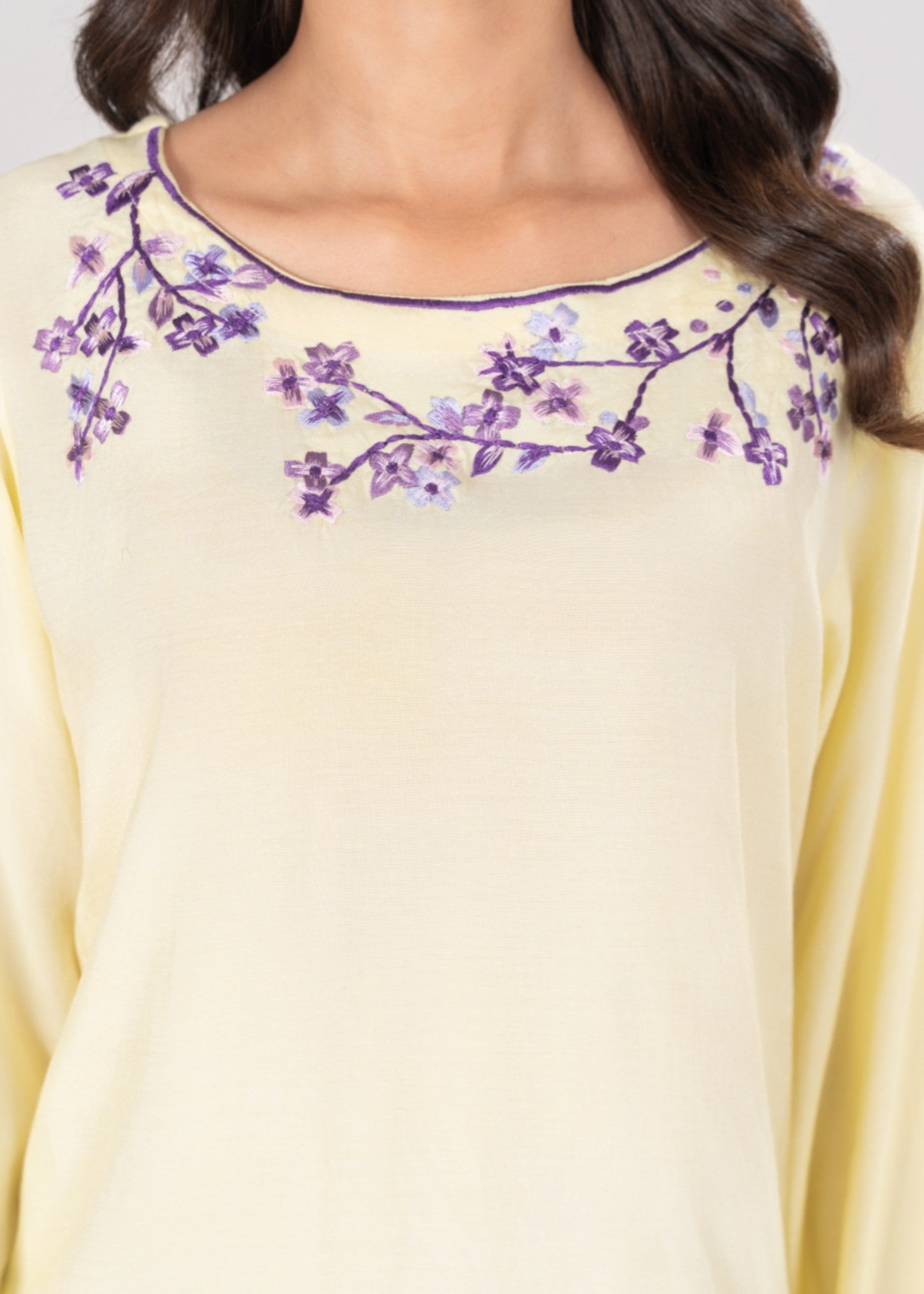 silk finish lawn Kurta Set in Lemonade