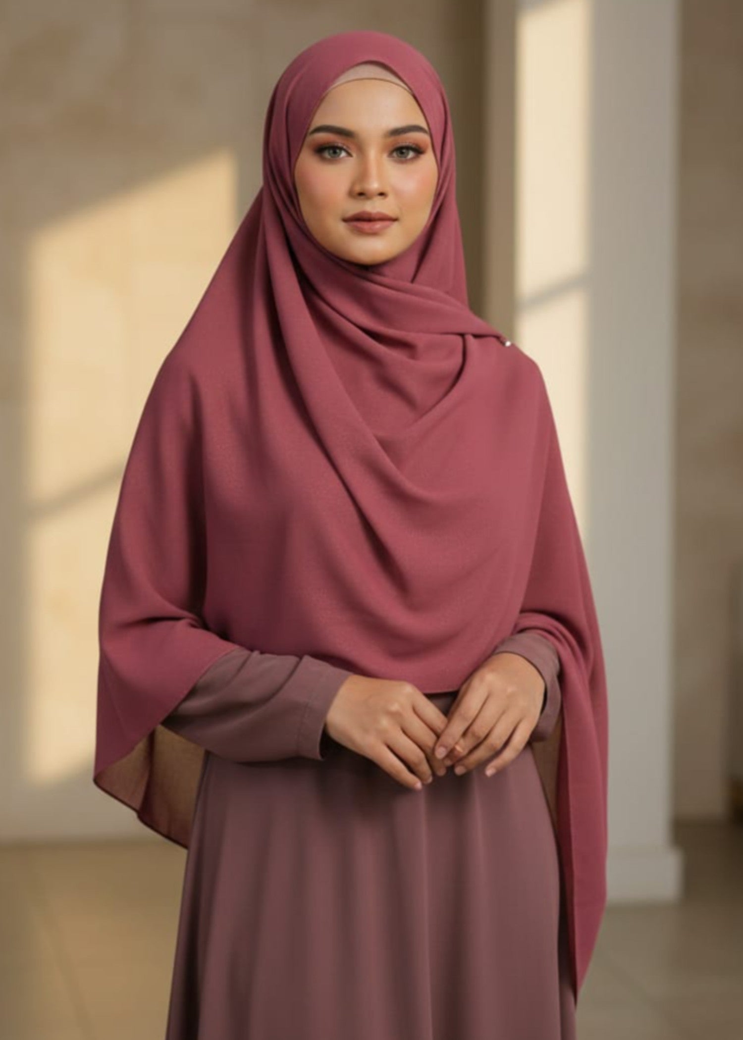 georgette Hijab in Rust red