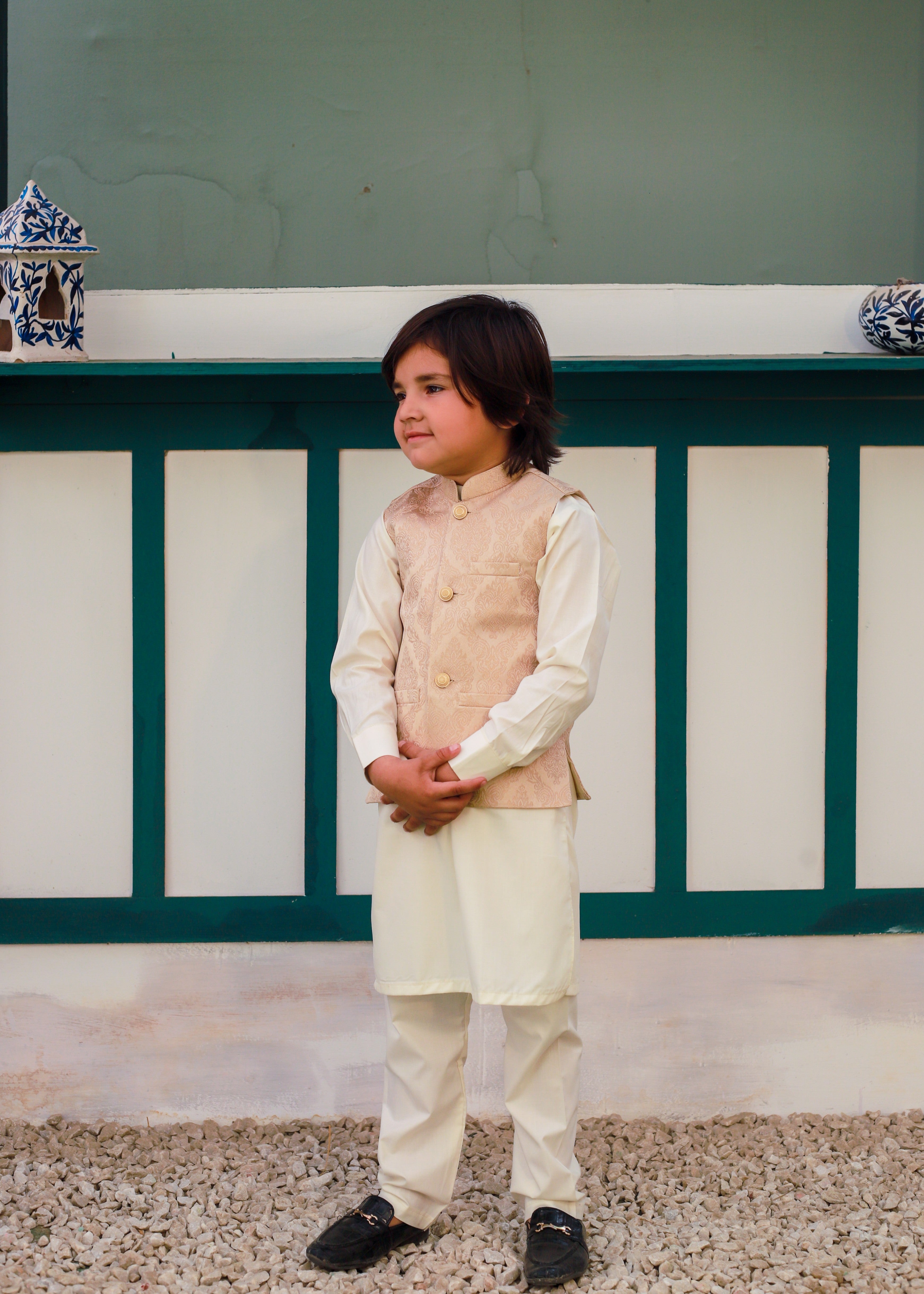 jamawar Waistcoat in Melon pink