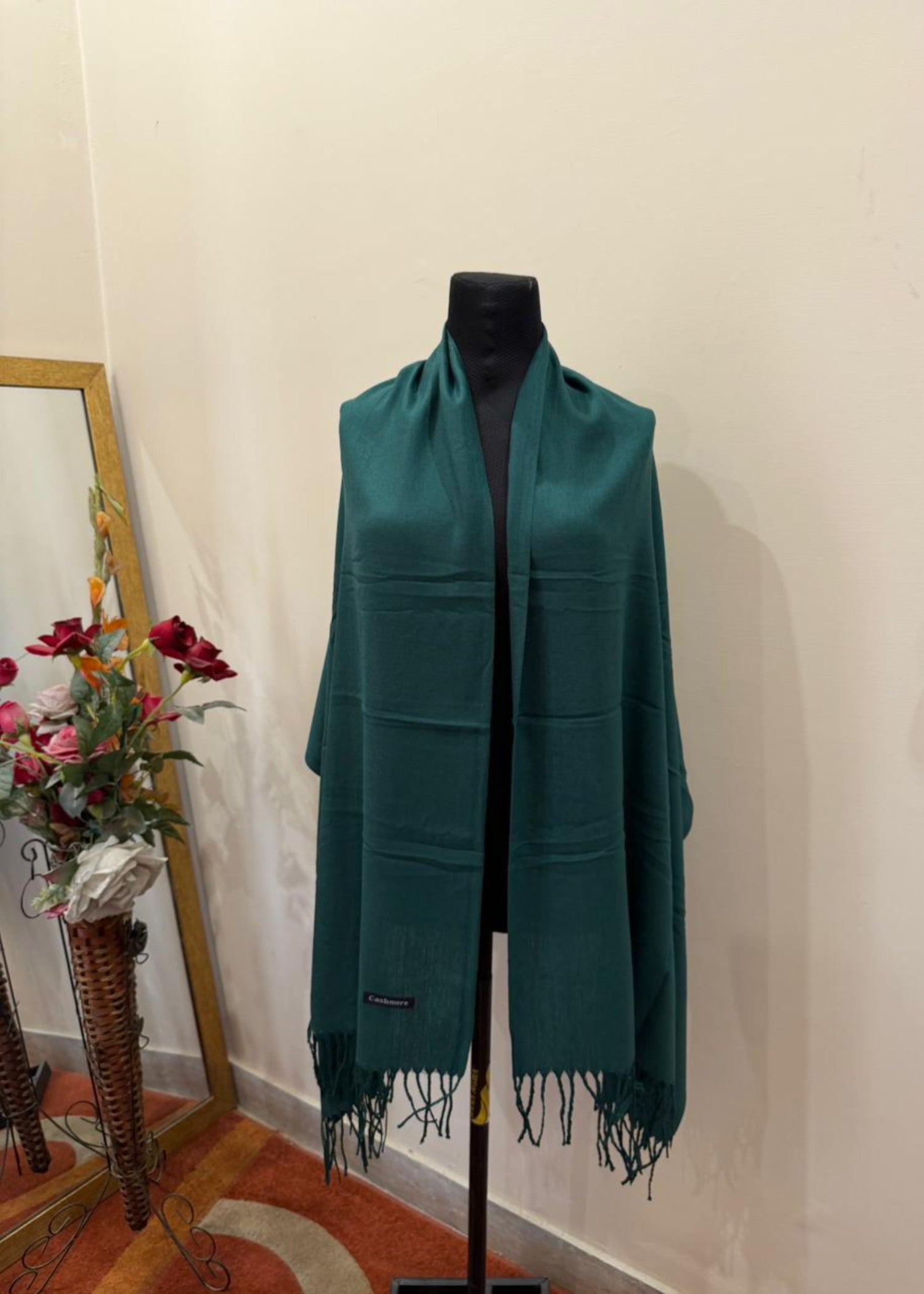 cashmere wool Hijab in Bottle green
