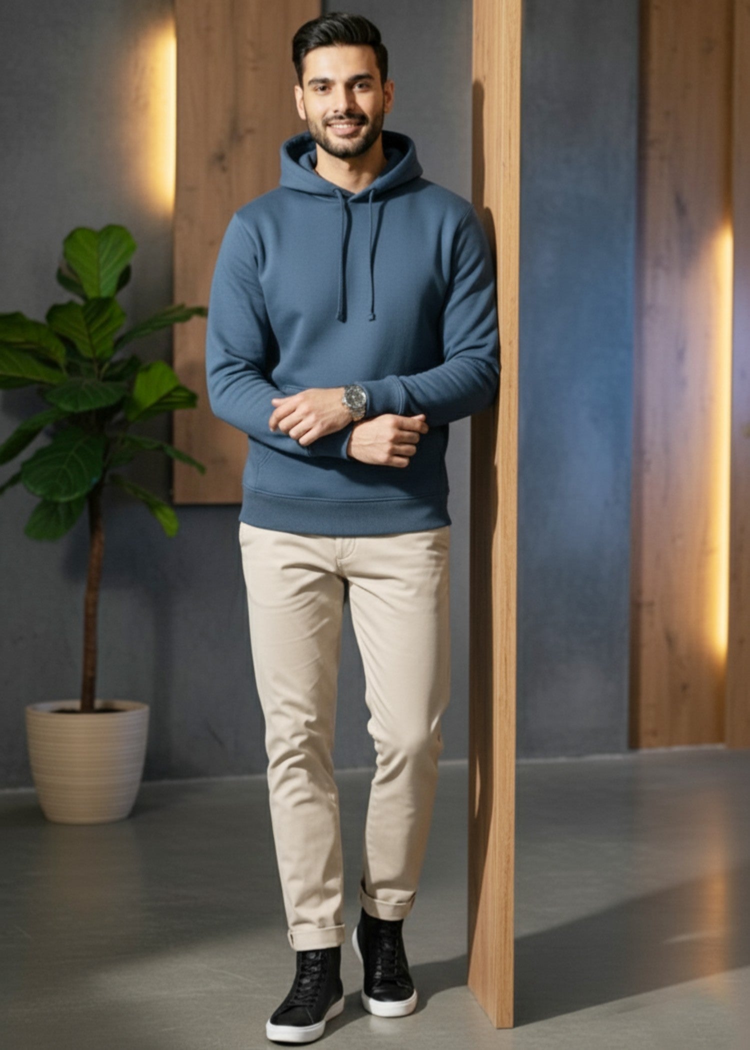 fleece Hoodie in Steel blue by Coal Bones