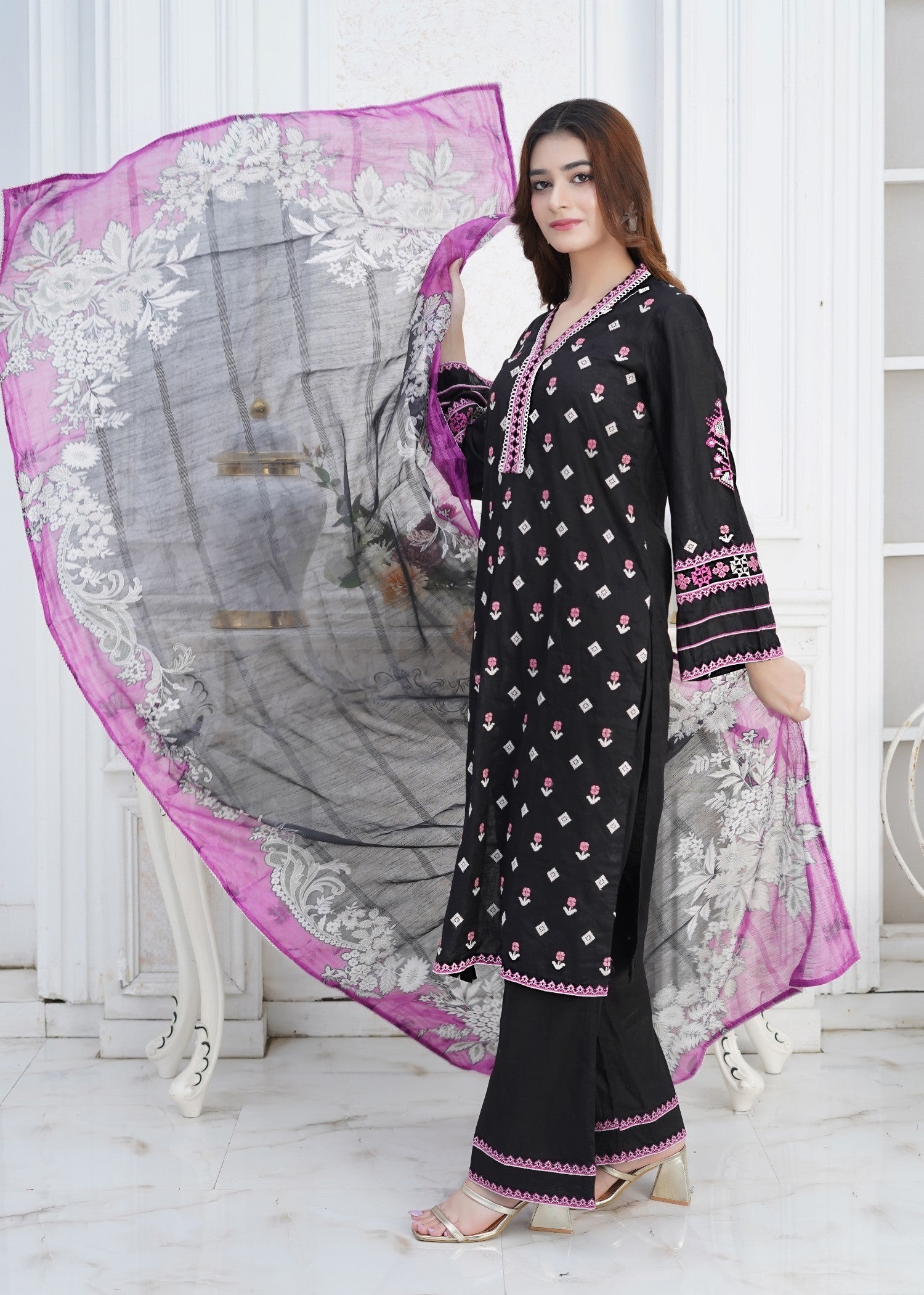 cotton Kurta Set in Jet black