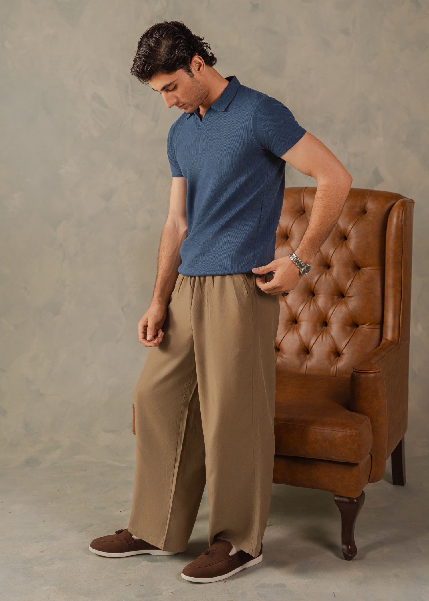 cotton Polo Shirt in Yale blue