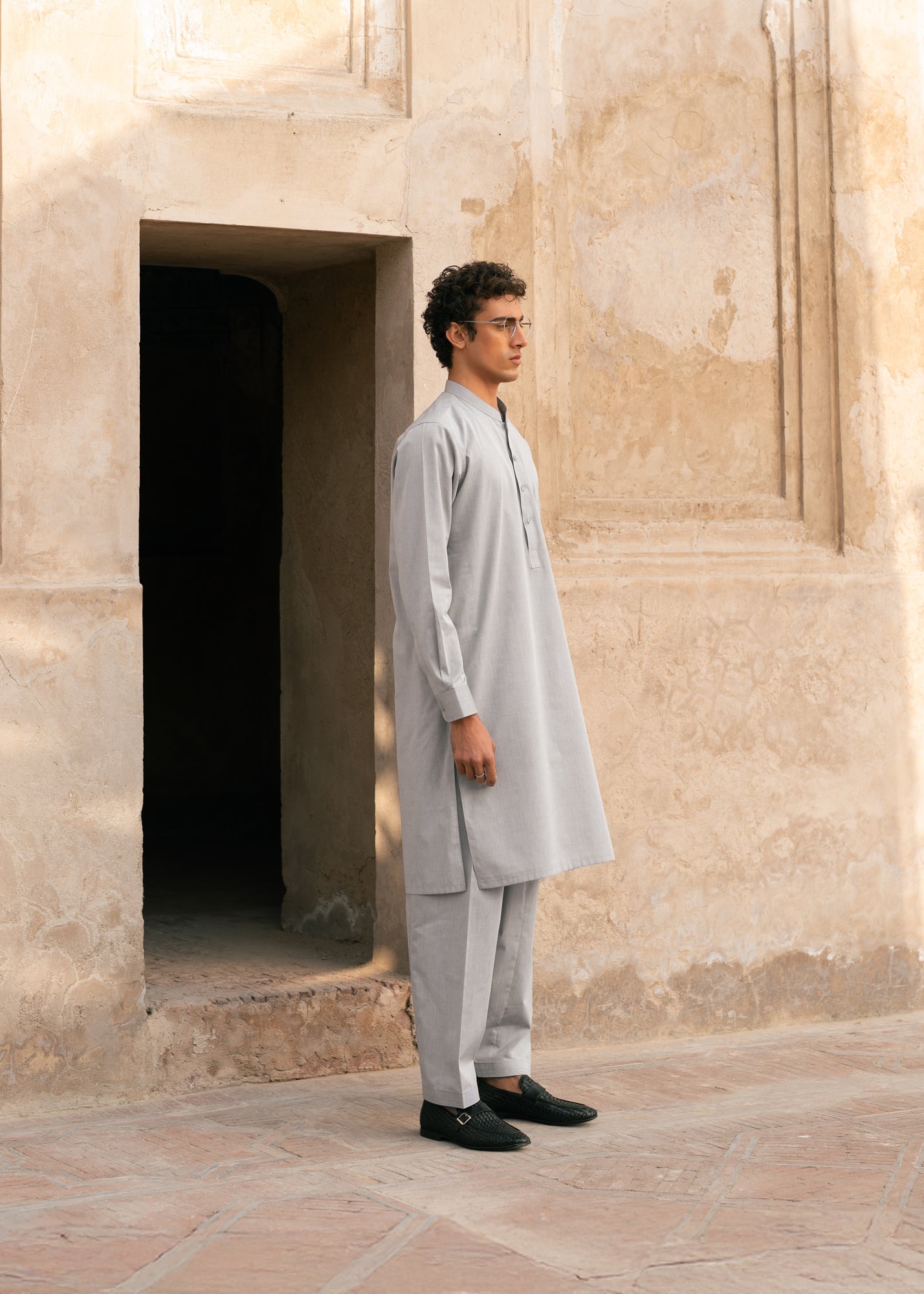 cotton Shalwar Kameez in Grey