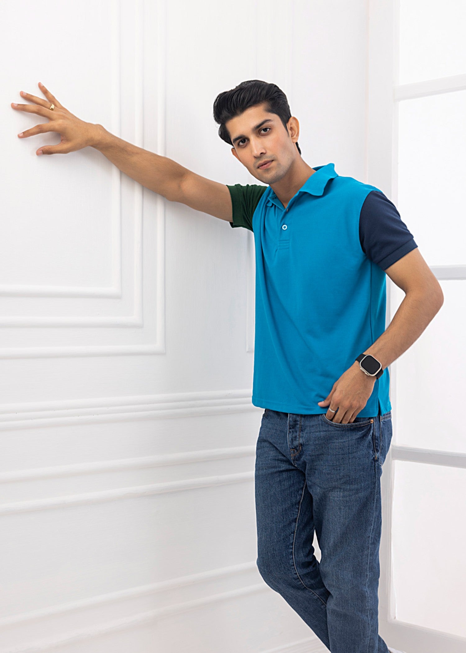 cotton pique Polo Shirt in Blue