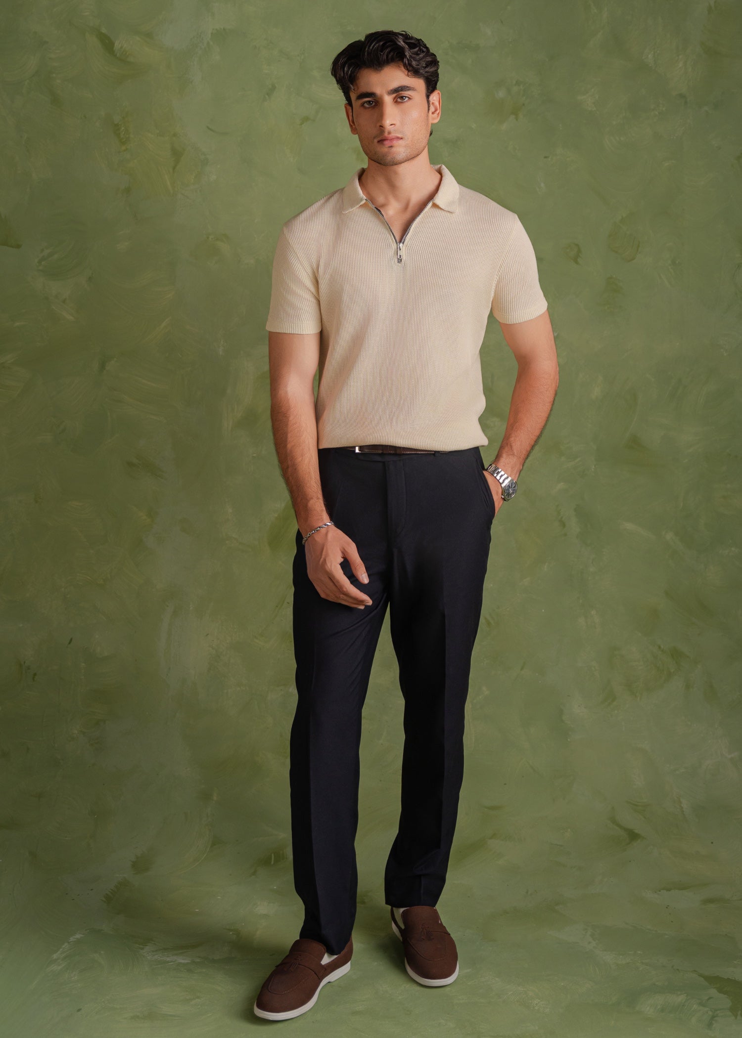 cotton Polo Shirt in Off-white, cream