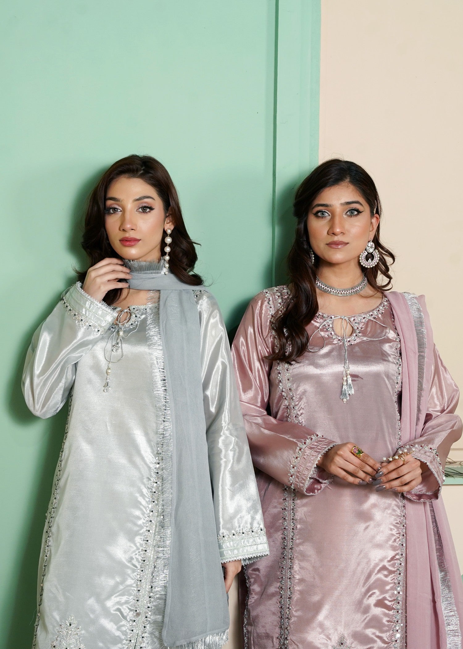 kattan silk Kurta Set in Cloud blue