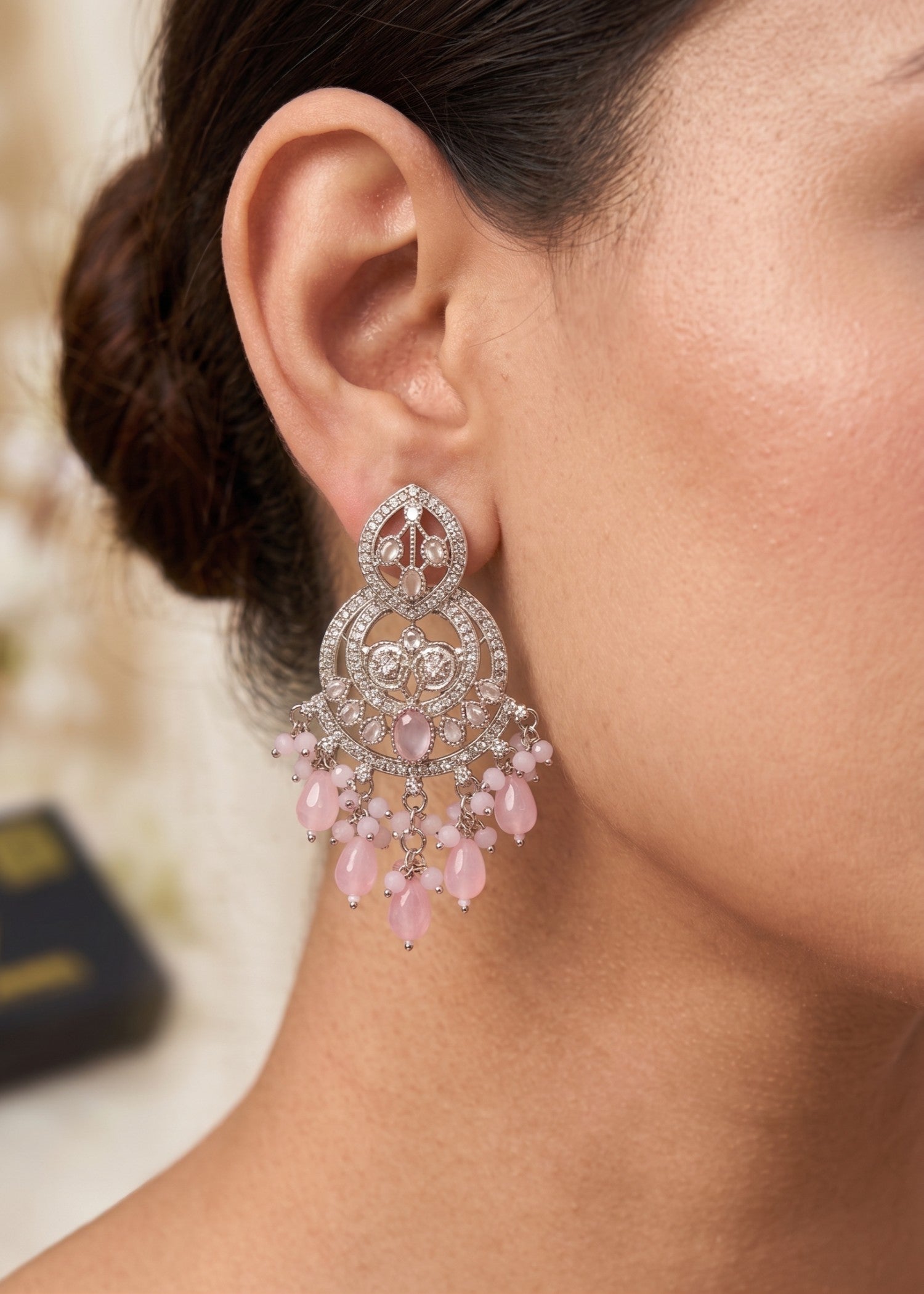 Earrings in Pink, silver Color by - Trendy Women Earrings BSJ0369