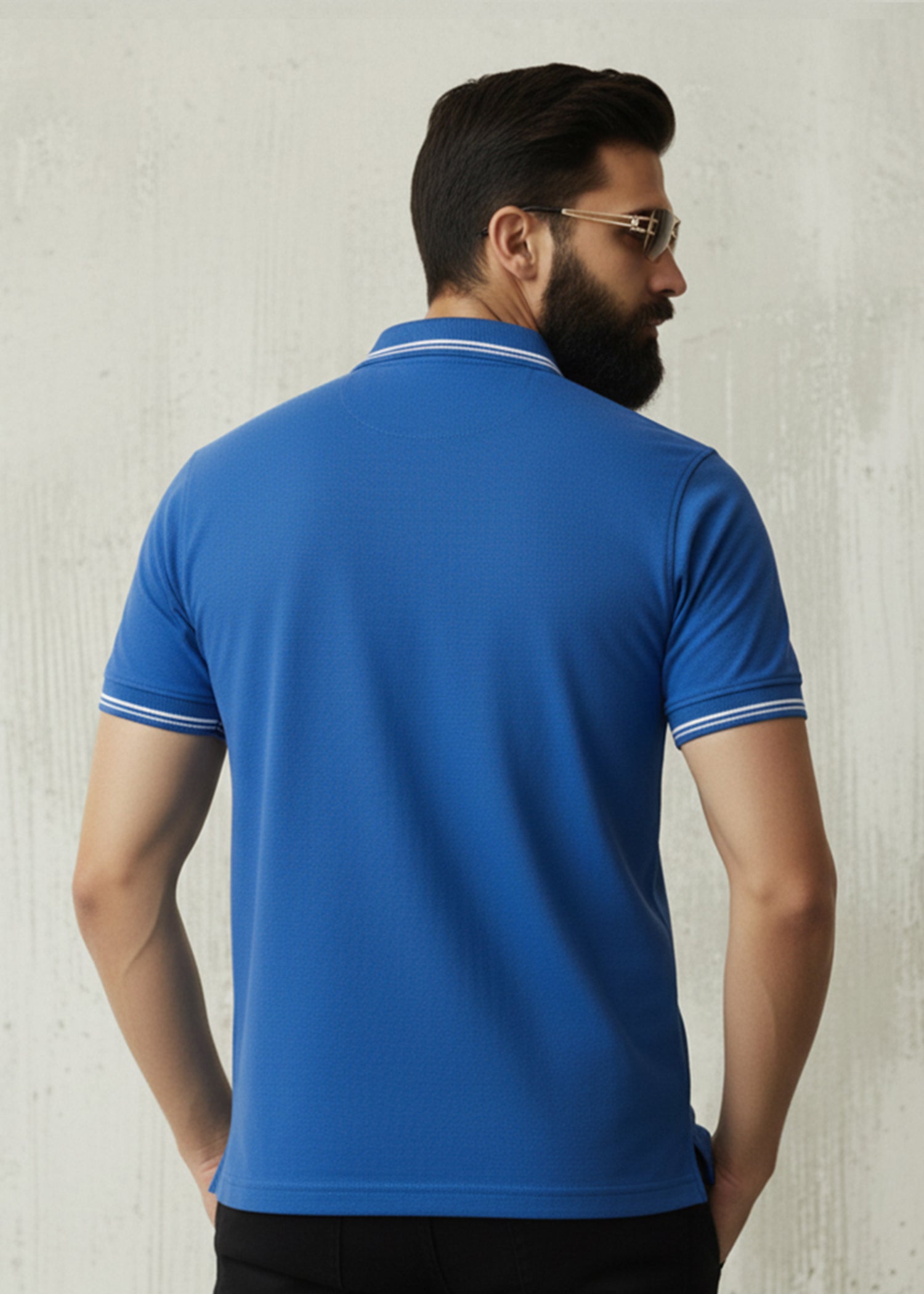 cambric cotton Polo Shirt in Royal blue