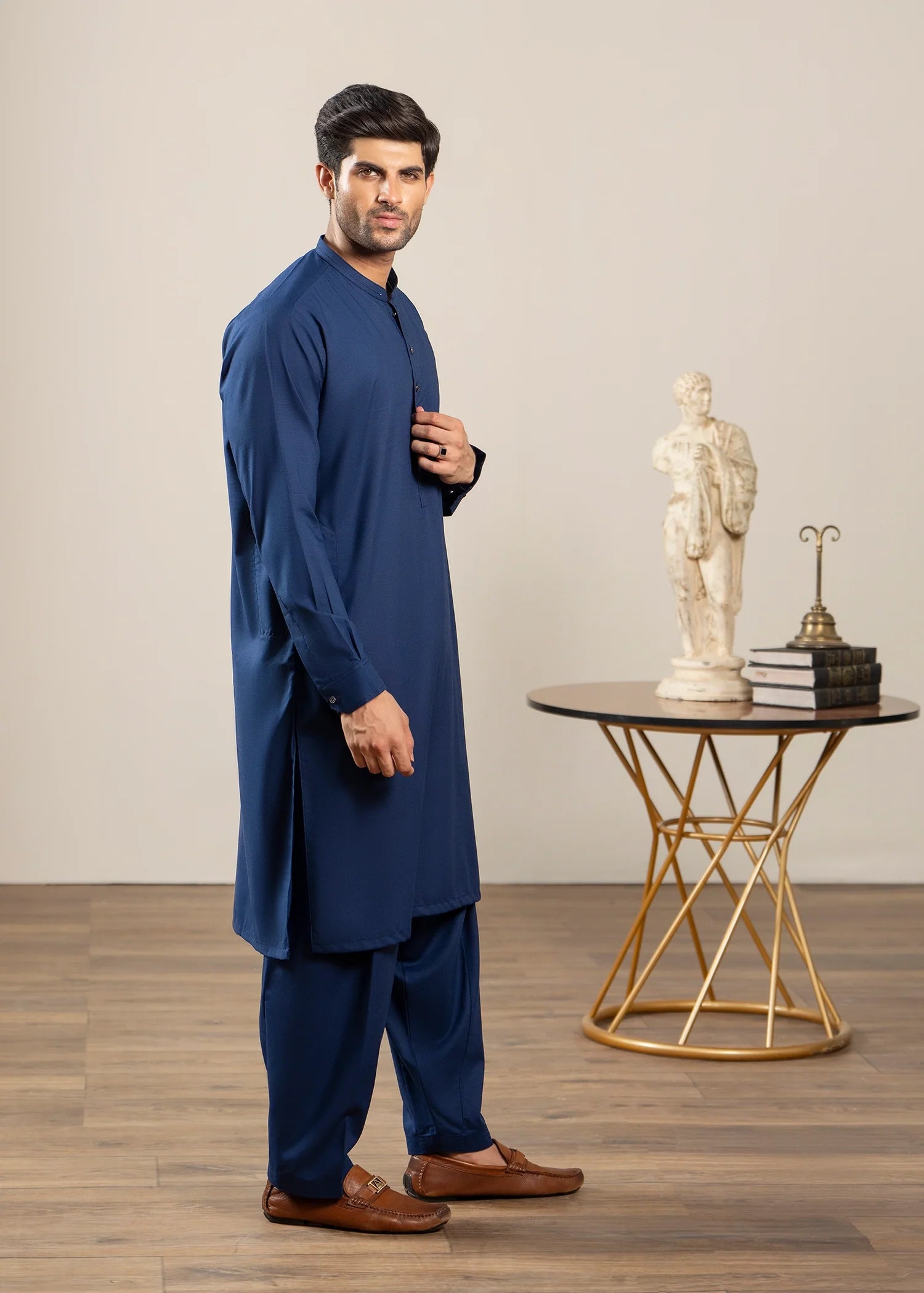 wash & wear Shalwar Kameez in Navy blue by Black Pearl