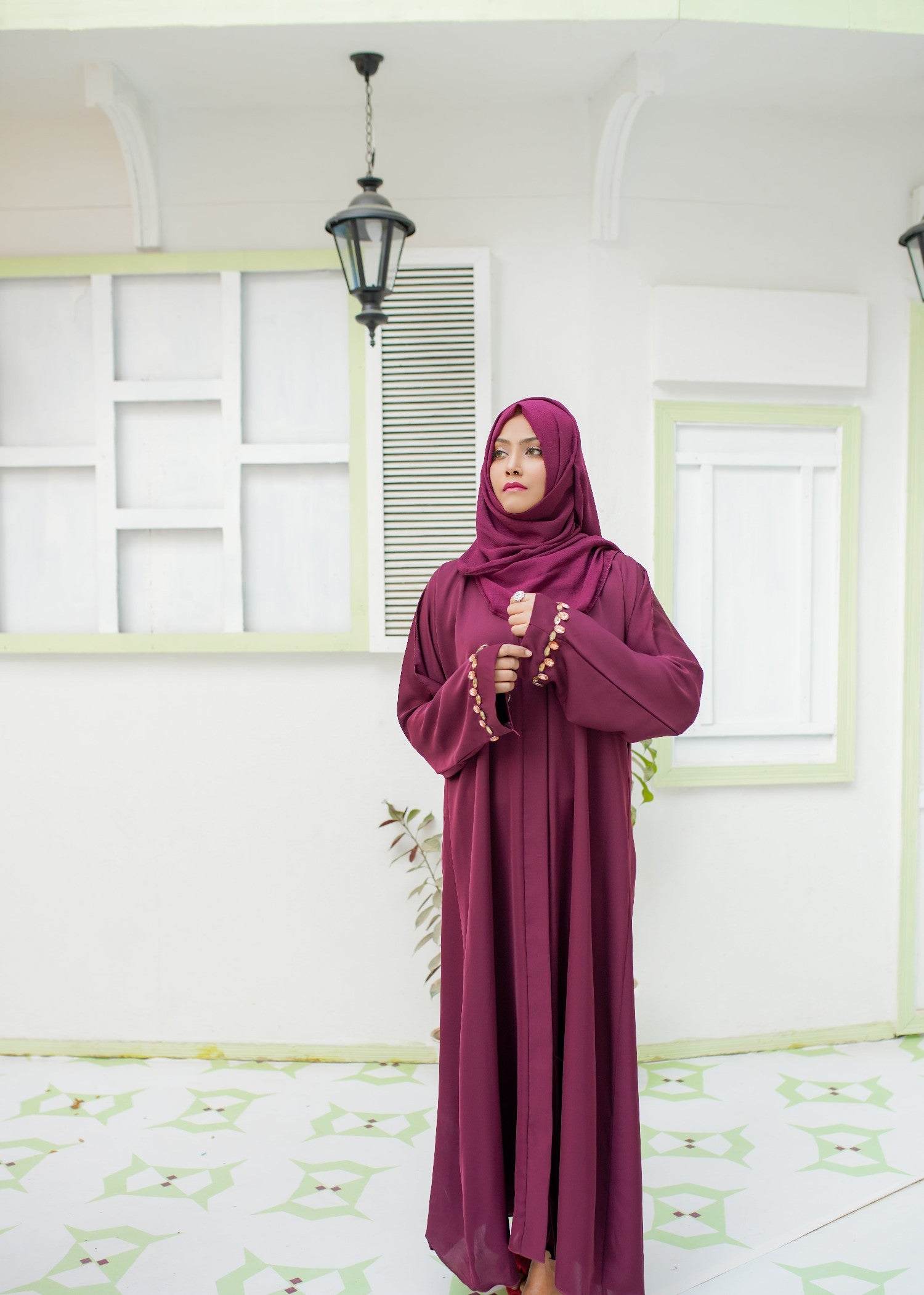 nidha Abaya in Sangria