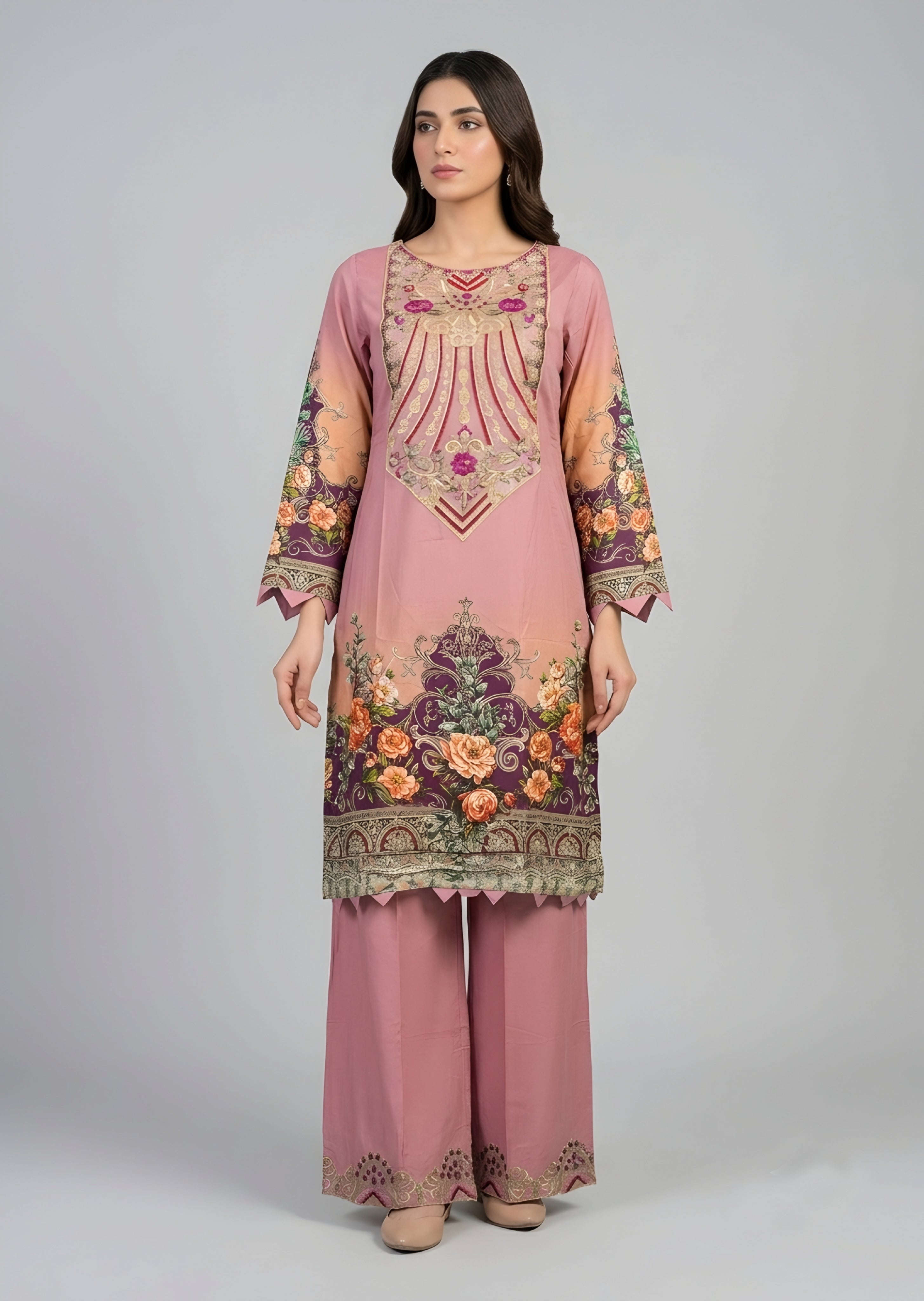 linen Kurta Set in Blush pink
