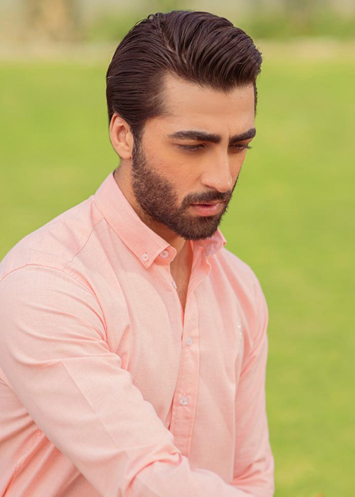 cotton Casual Shirt in Peach pink