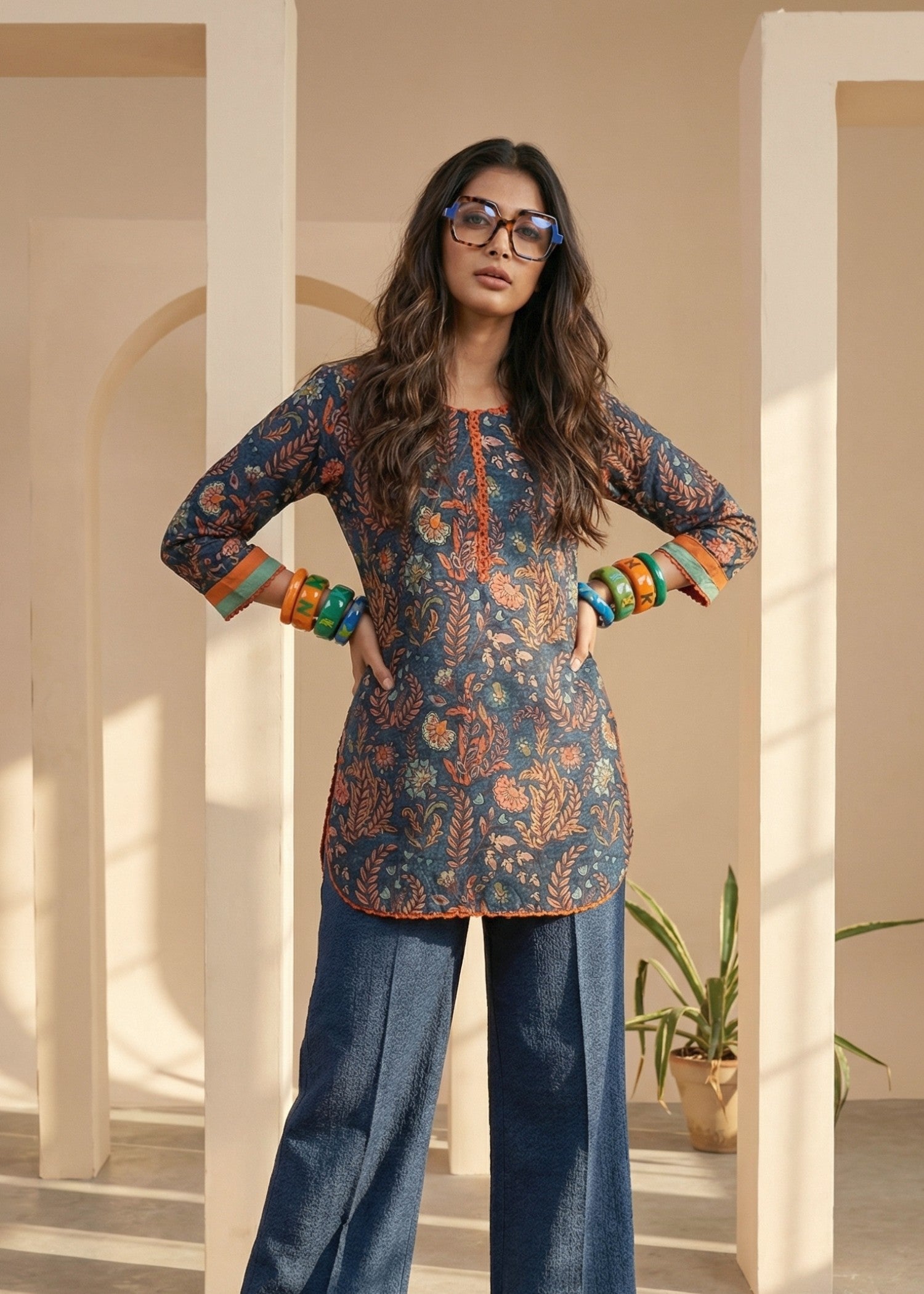 poly silk Kurta Set in Blue