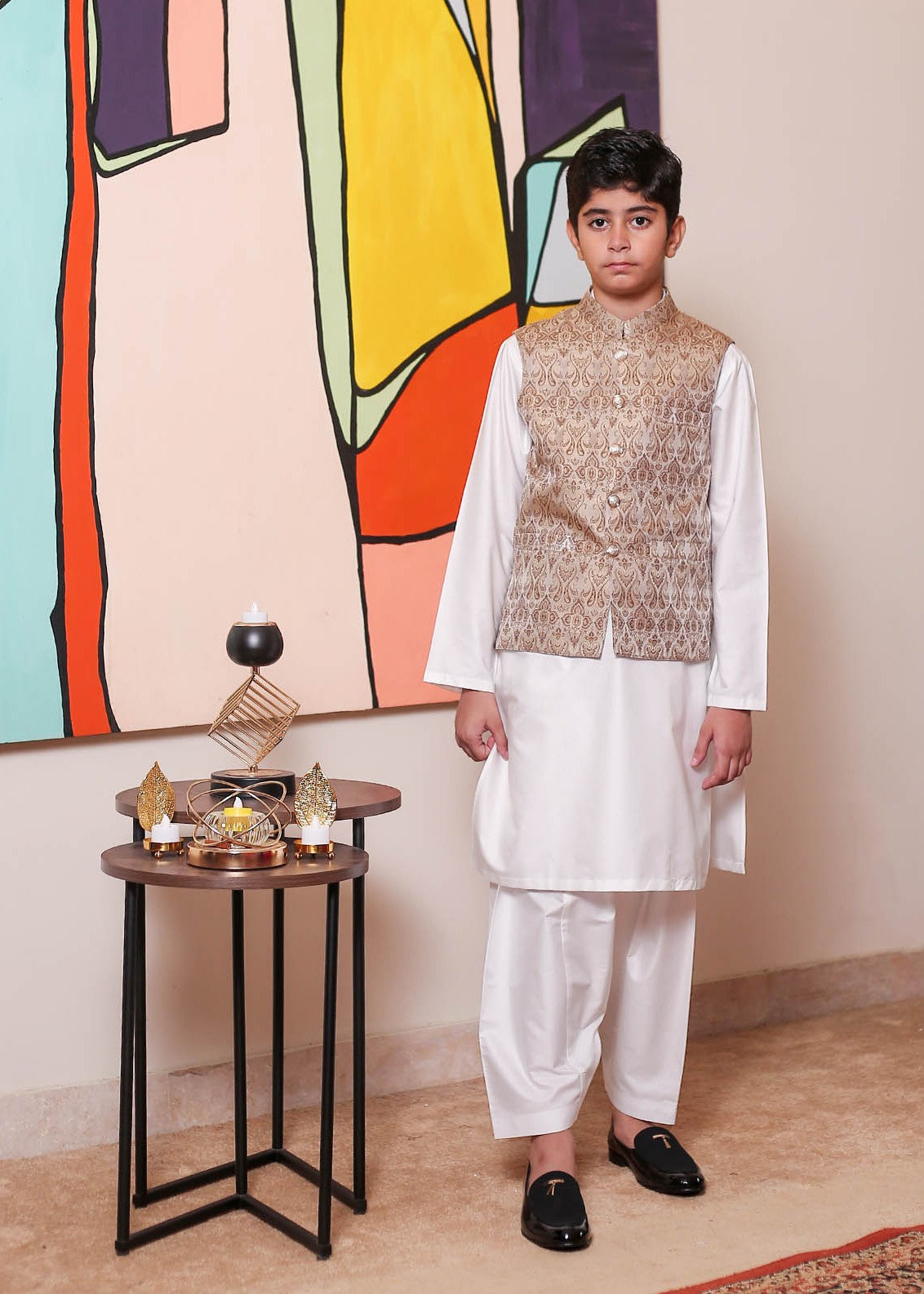 banarsi silk Waistcoat in Coffee brown