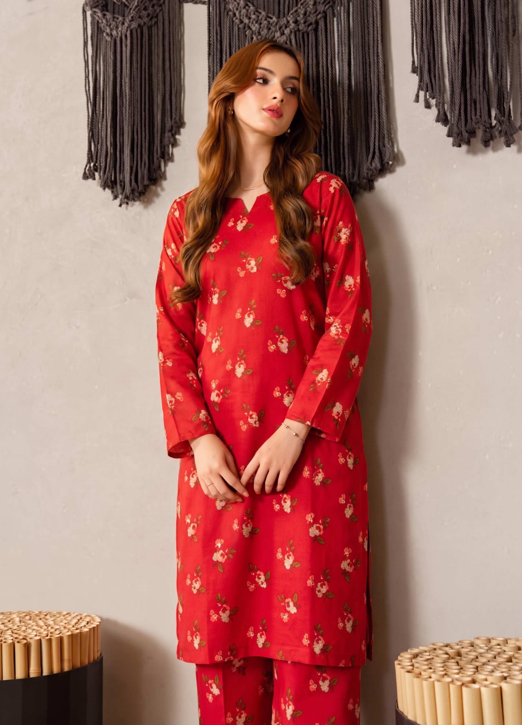 poly grip silk Co Ord Sets in Red