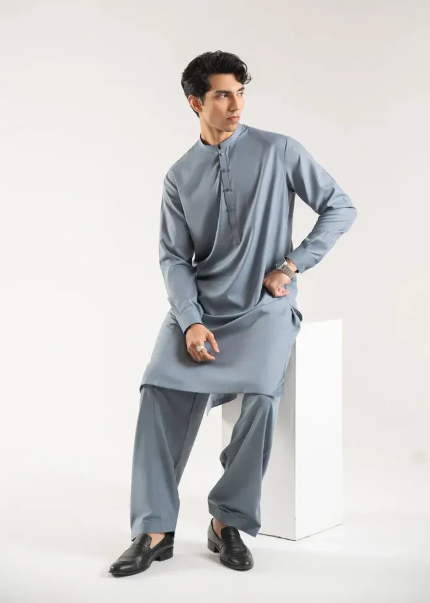 wash & wear Shalwar Kameez in Frost blue by Zarrar