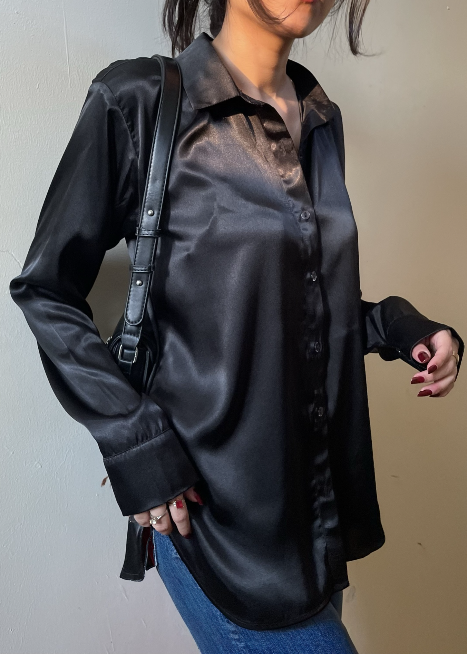 silk Formal Shirt in Black