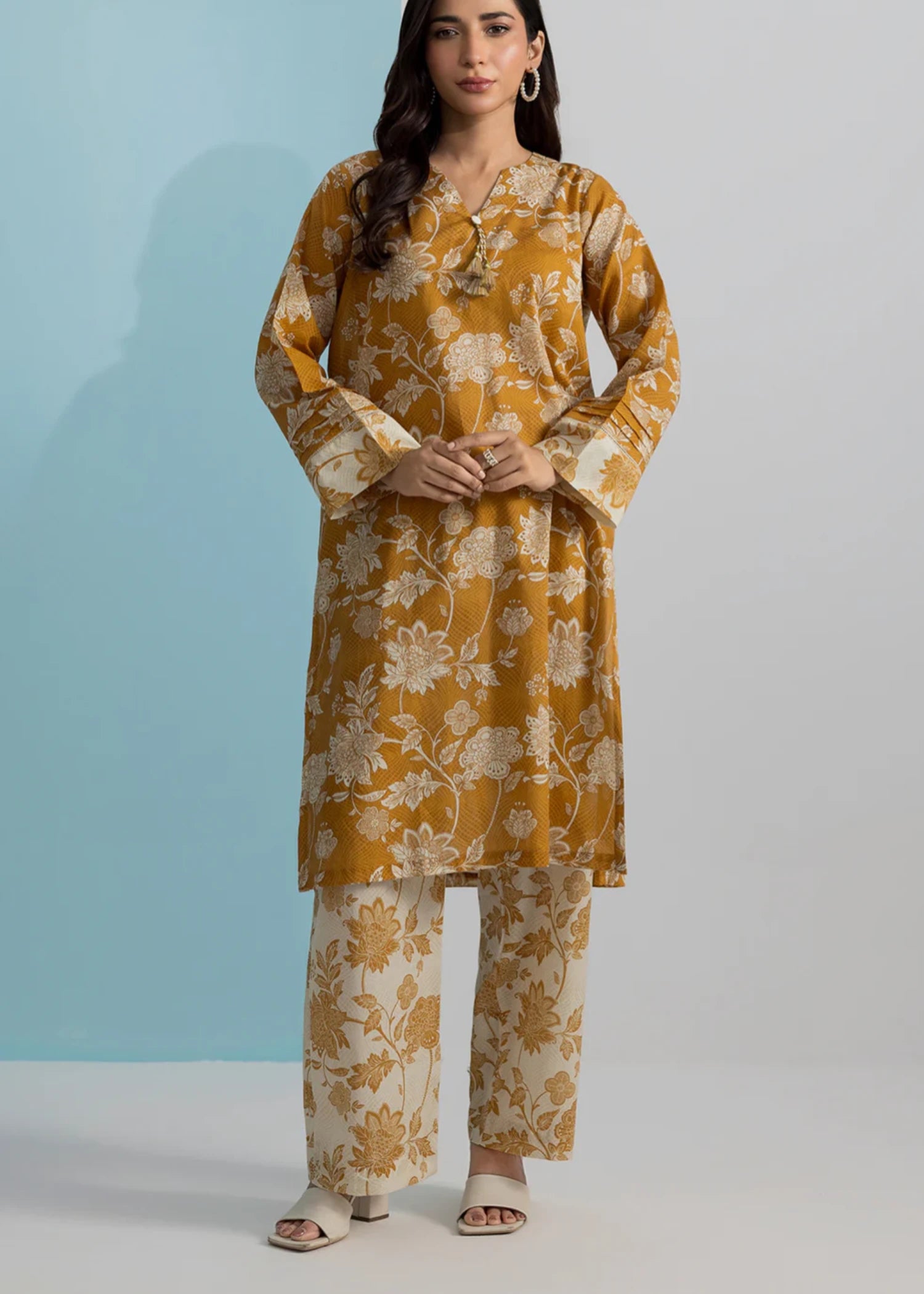 lawn Kurta Set in Mustard