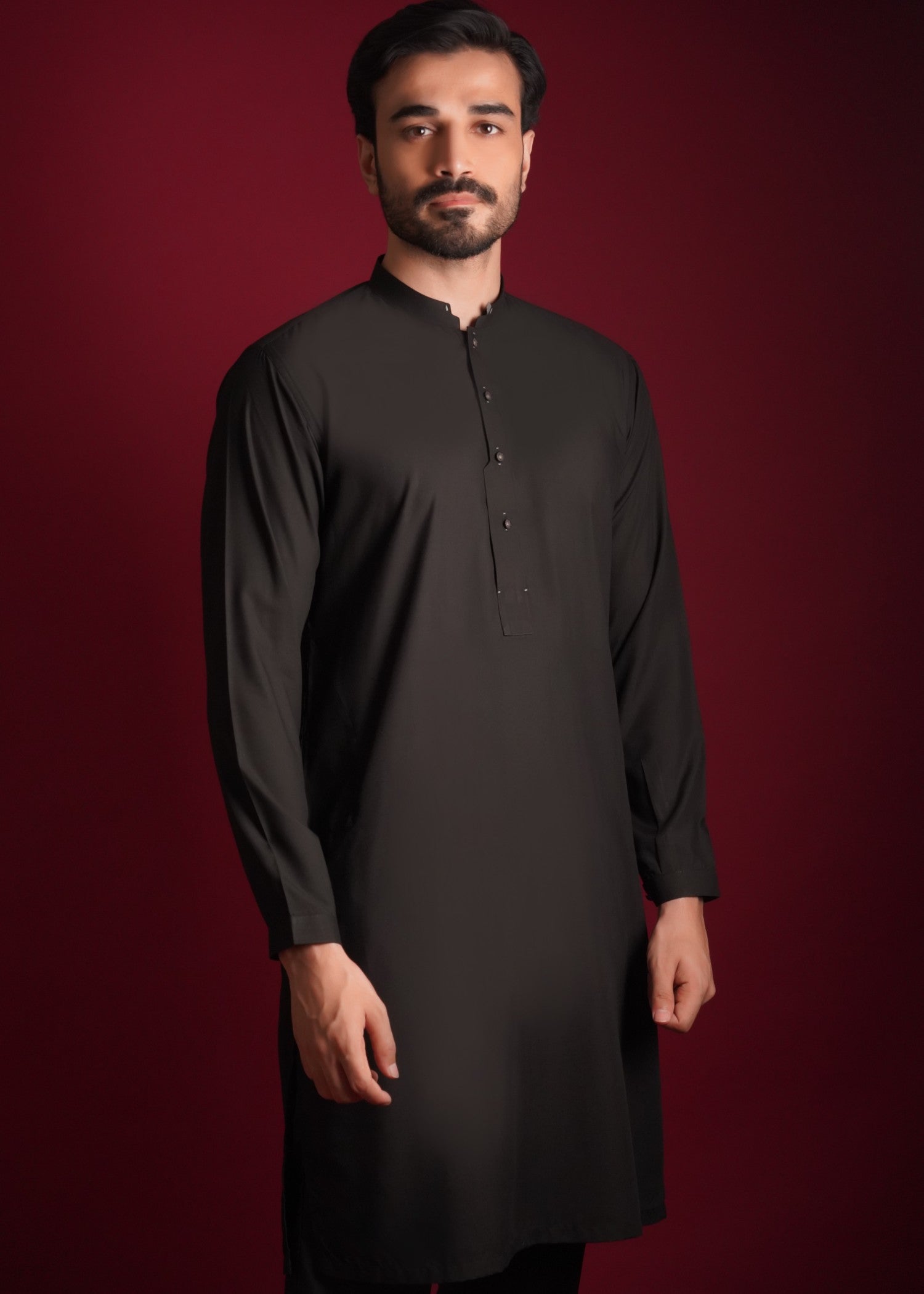 wash & wear Kurta Set in Jet black